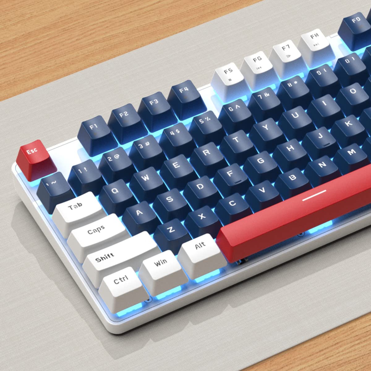 104 Keys Full Size Mechanical Gaming Keyboard | Red Switch Blue/White/Red Combo Color Computer Keyboards | 104 Keys US Layout Wired Mechanical PC Gaming Keyboard | Light Up Wired Clicky Keyboards - Image 4