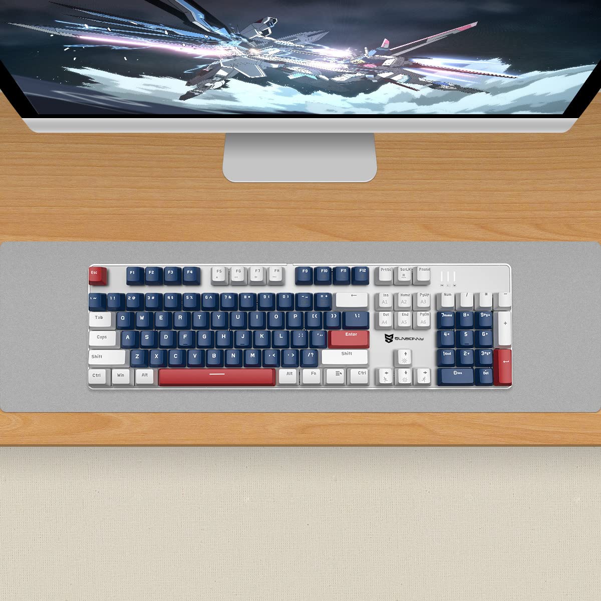 104 Keys Full Size Mechanical Gaming Keyboard | Red Switch Blue/White/Red Combo Color Computer Keyboards | 104 Keys US Layout Wired Mechanical PC Gaming Keyboard | Light Up Wired Clicky Keyboards - Image 6