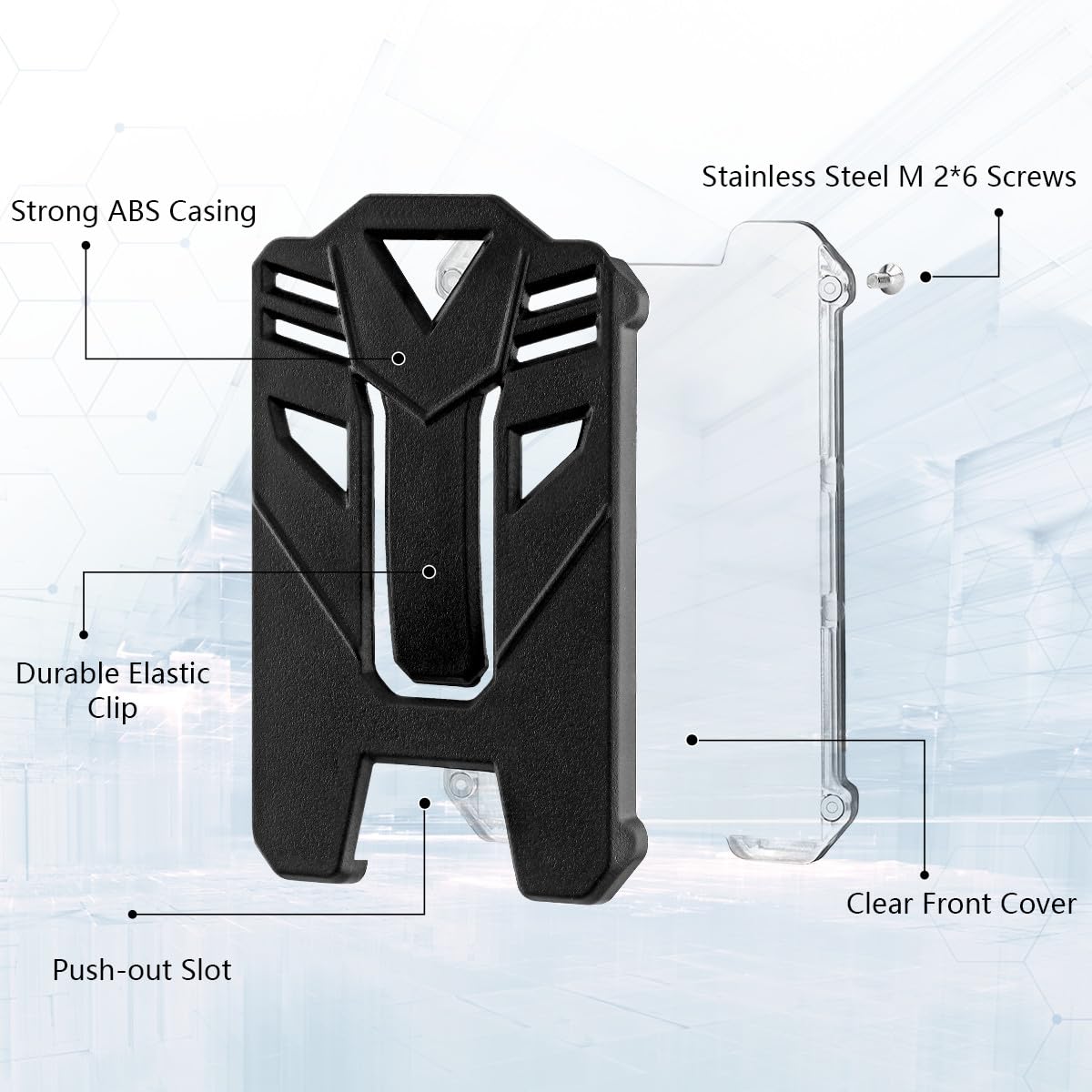 2 Pack Hard Plastic ID Badge Holder Retractable Lanyard | Heavy Duty Badge Holder Retractable Clip | Key Card Reel & Work ID Carabiner with Flexible Wire, Black - Image 5