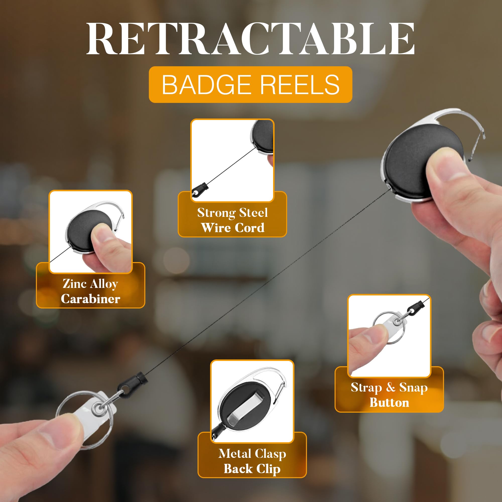 2 Pack of Hard Plastic ID Badge Holder with Adjustable Retractable Clip Lanyards for ID Badges | Heavy Duty Badge Holder | Credit Card Holder, Student ID Card Holder - Image 3