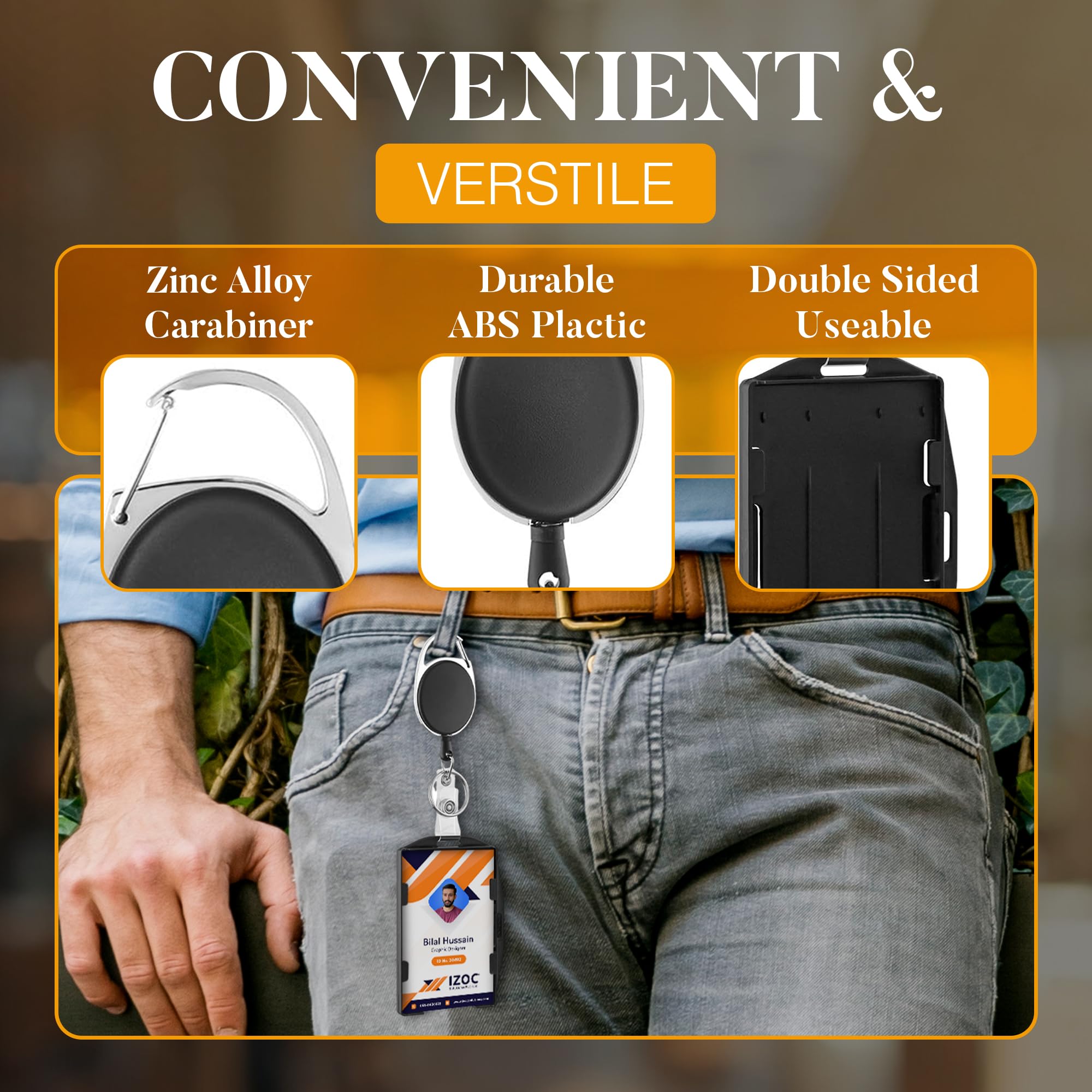 2 Pack of Hard Plastic ID Badge Holder with Adjustable Retractable Clip Lanyards for ID Badges | Heavy Duty Badge Holder | Credit Card Holder, Student ID Card Holder - Image 5