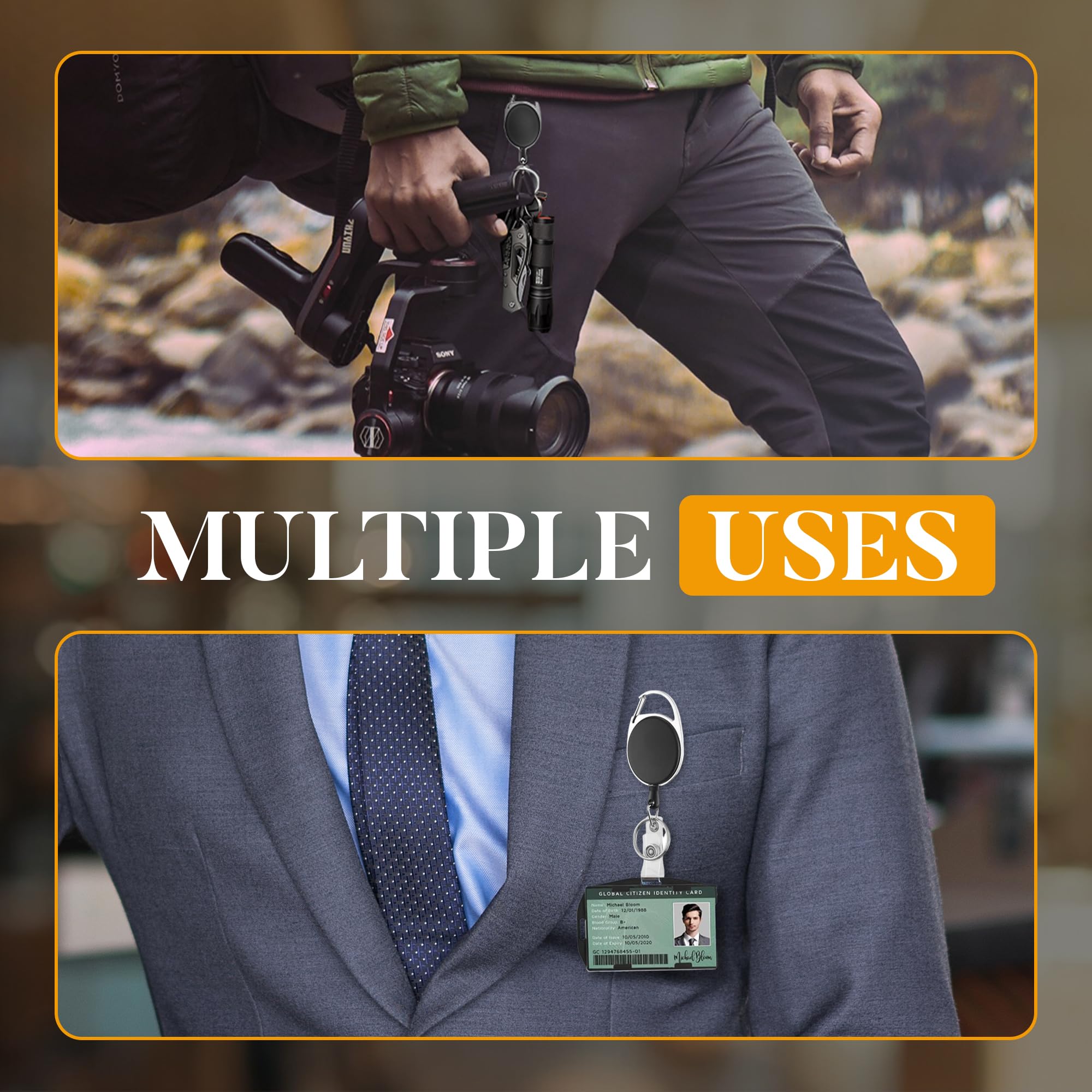 2 Pack of Hard Plastic ID Badge Holder with Adjustable Retractable Clip Lanyards for ID Badges | Heavy Duty Badge Holder | Credit Card Holder, Student ID Card Holder - Image 7