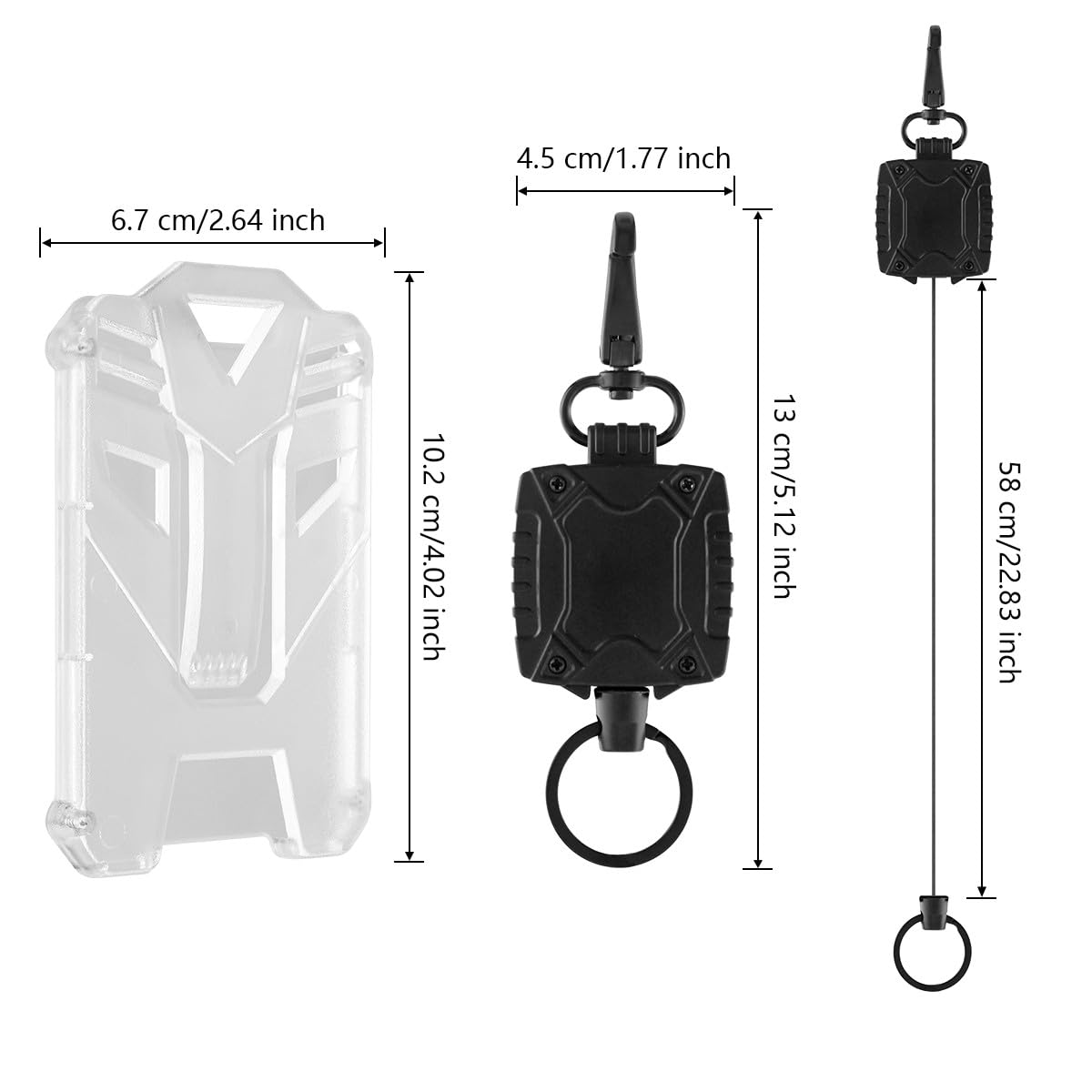 2 Pack of Hard Plastic ID Badge Holder with Retractable Lanyard | Heavy Duty Badge Reel with Flexible Wire, Card Holder Retractable Clip and Lanyards for ID Badges | Work ID Holder, White - Image 4