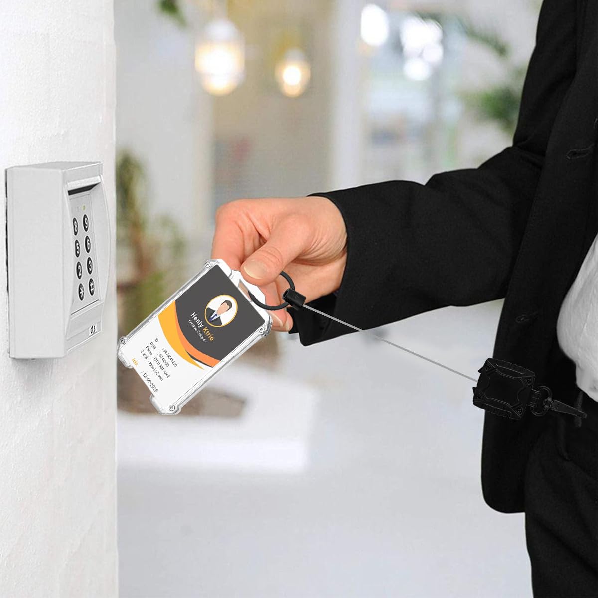 2 Pack of Hard Plastic ID Badge Holder with Retractable Lanyard | Heavy Duty Badge Reel with Flexible Wire, Card Holder Retractable Clip and Lanyards for ID Badges | Work ID Holder, White - Image 6