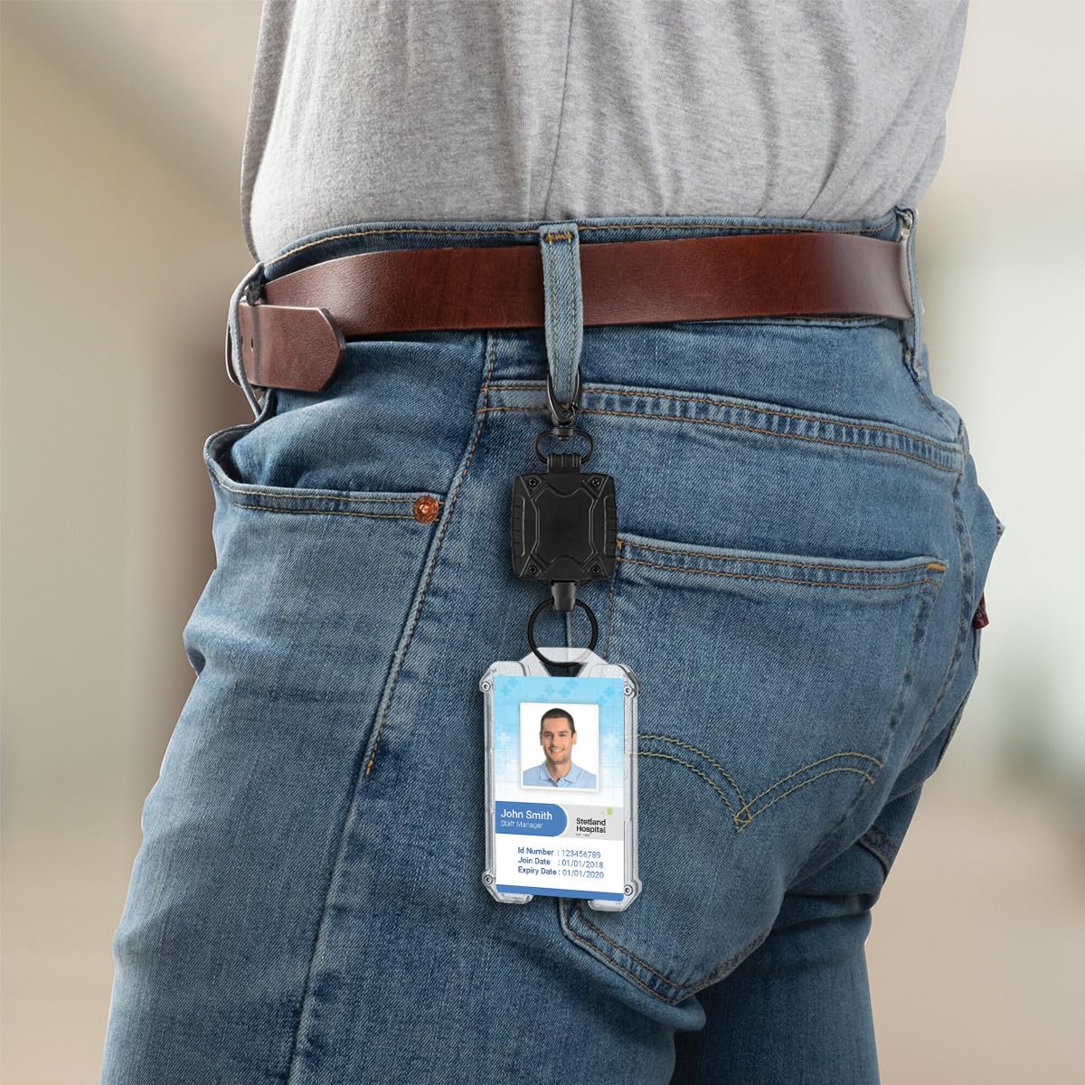 2 Pack of Hard Plastic ID Badge Holder with Retractable Lanyard | Heavy Duty Badge Reel with Flexible Wire, Card Holder Retractable Clip and Lanyards for ID Badges | Work ID Holder, White - Image 7