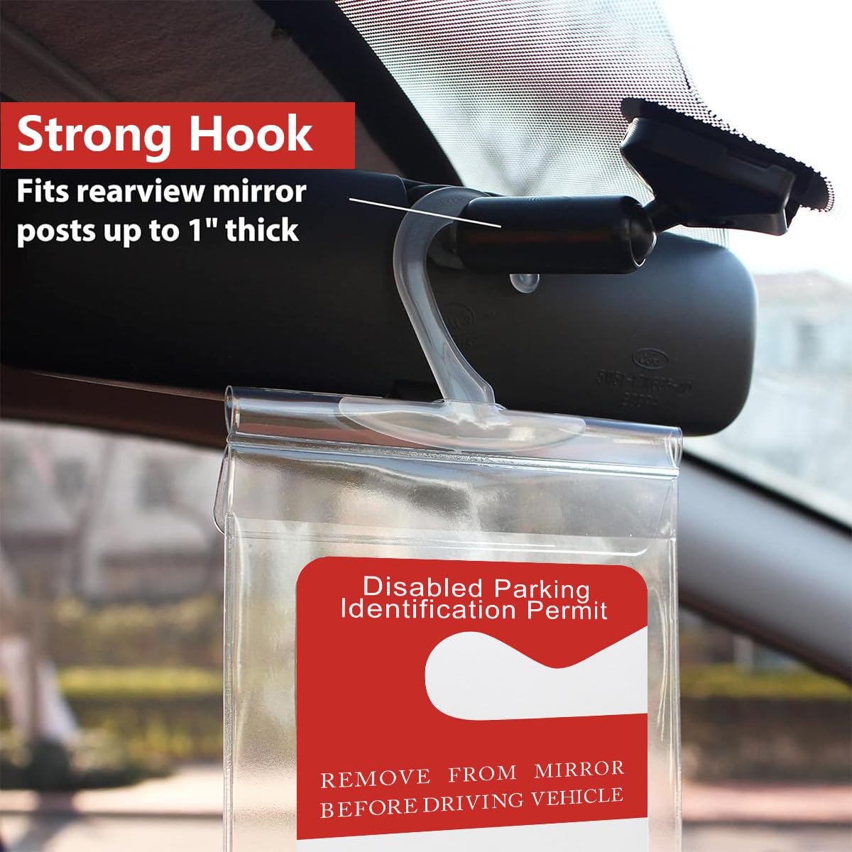 2 Pack Portable Handicap Placard Holder | Disability Placard Holder for Car | Parking Permit Protector with Hanger, Handicap Parking Sign for Disabled Person - Image 6