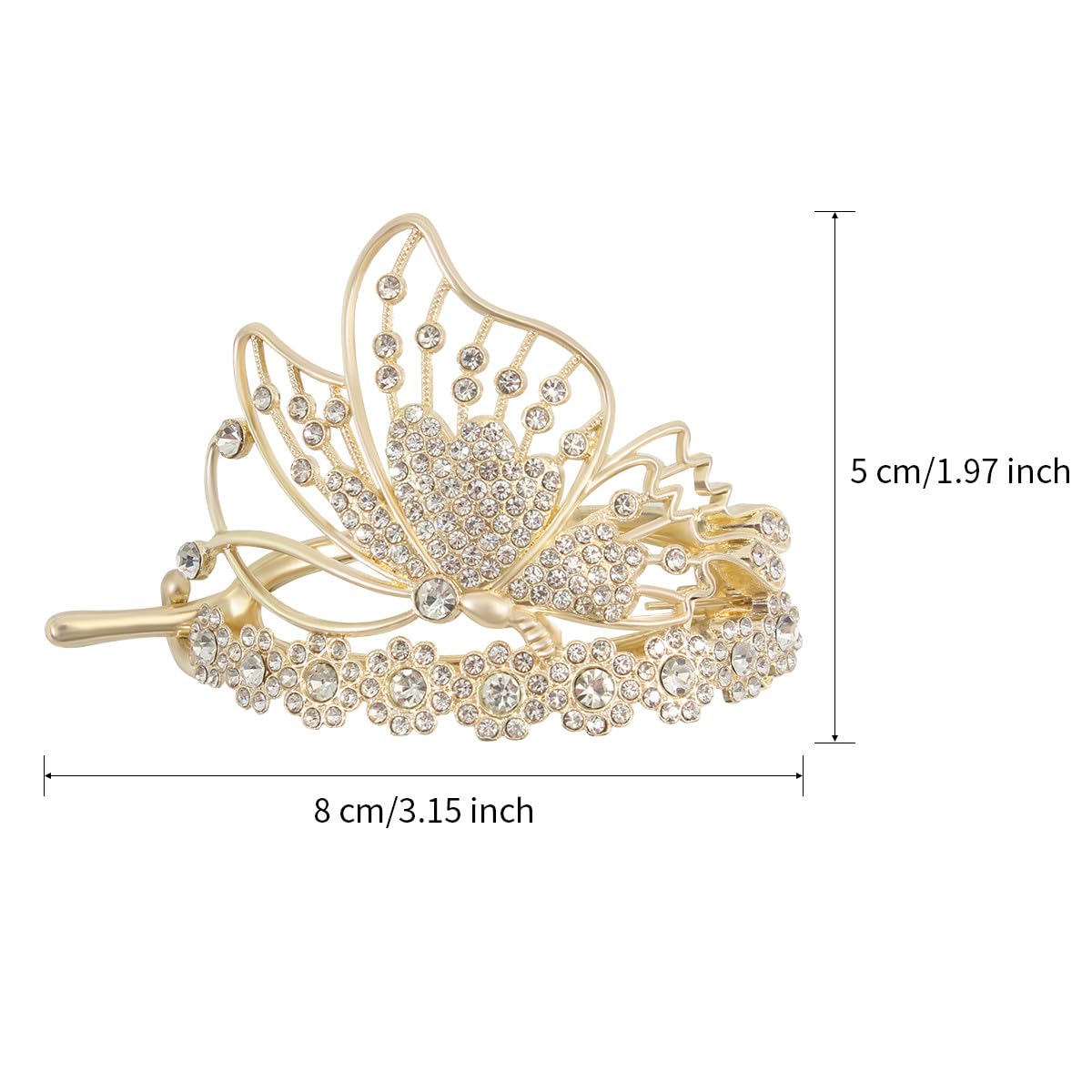 2 Pcs Butterfly Hair Clips for Women | Sparkling Created Crystal Hair Clips Strong Hold Flat Hair Pins for Women | Flat Clips Barrettes Girls’ Hair Styling Tool Accessories | Wedding Accessories - Image 5