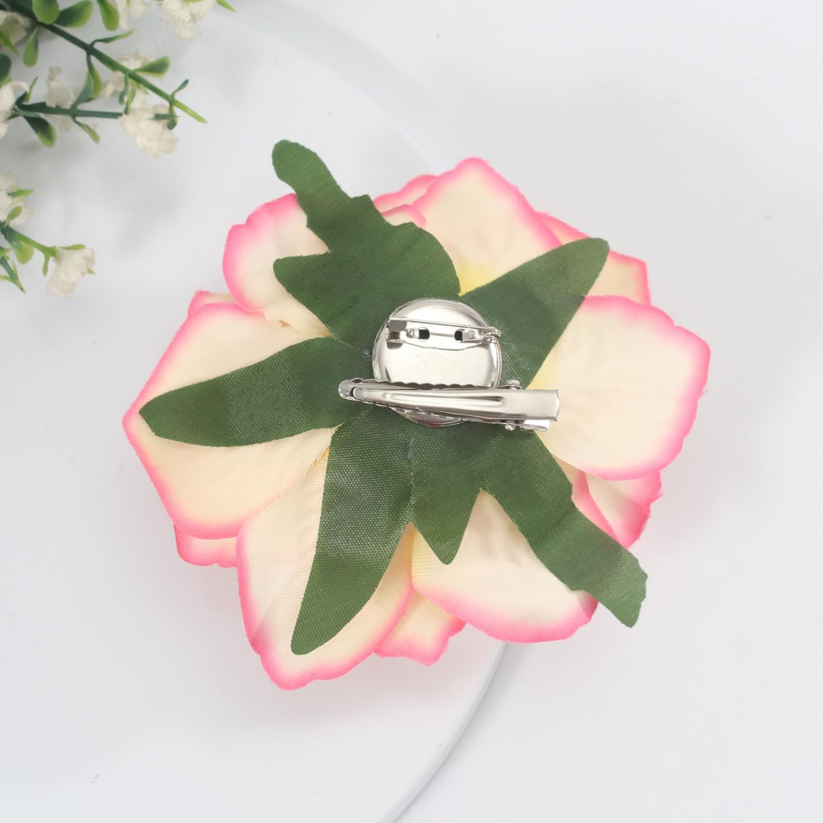3.9 Inches Rose Hair Clip & Flower Brooches for Women | Vintage Design Clip Flowers for Hair Accessories | Charming Rose Flowers Pins for Clothes, Hairpins Party Supplies for Wedding (Pink & Beige) - Image 4
