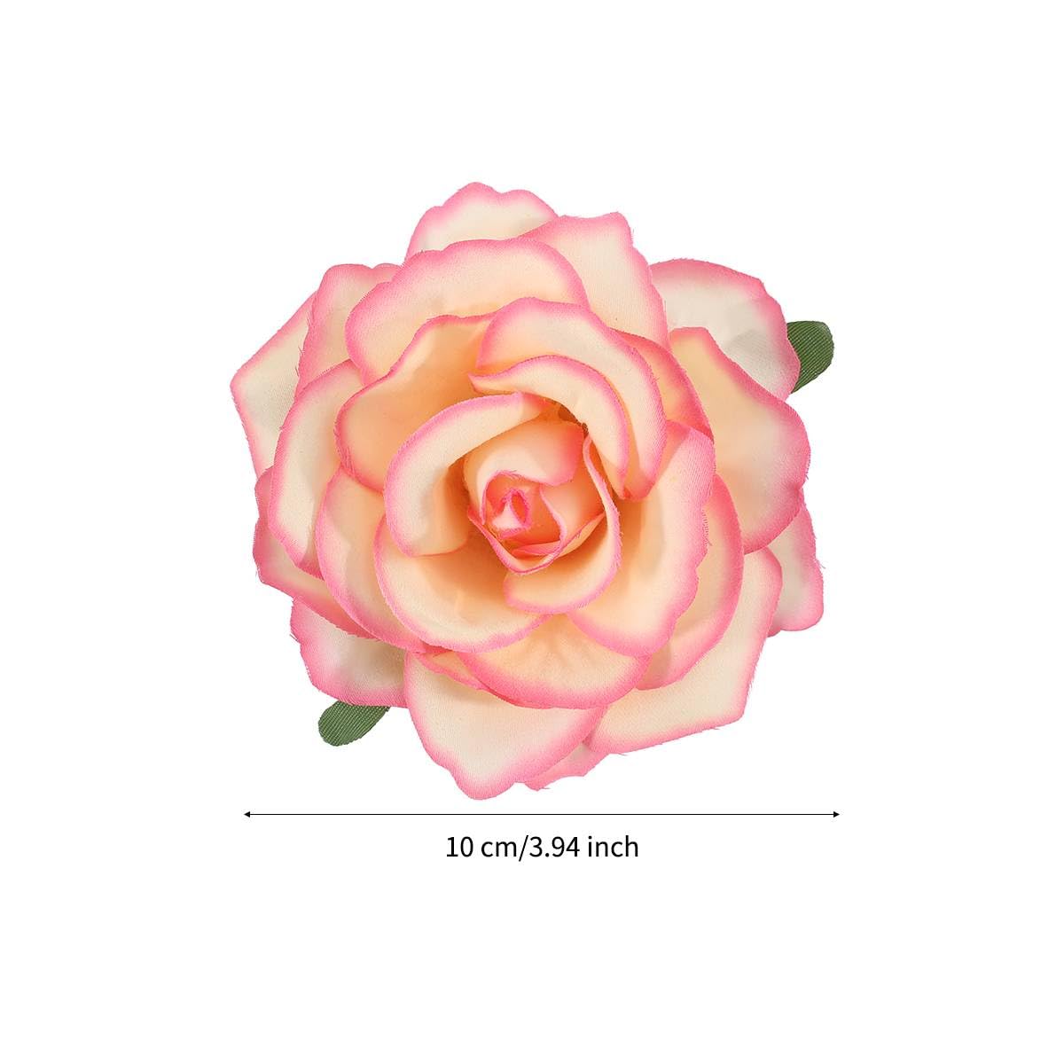 3.9 Inches Rose Hair Clip & Flower Brooches for Women | Vintage Design Clip Flowers for Hair Accessories | Charming Rose Flowers Pins for Clothes, Hairpins Party Supplies for Wedding (Pink & Beige) - Image 5