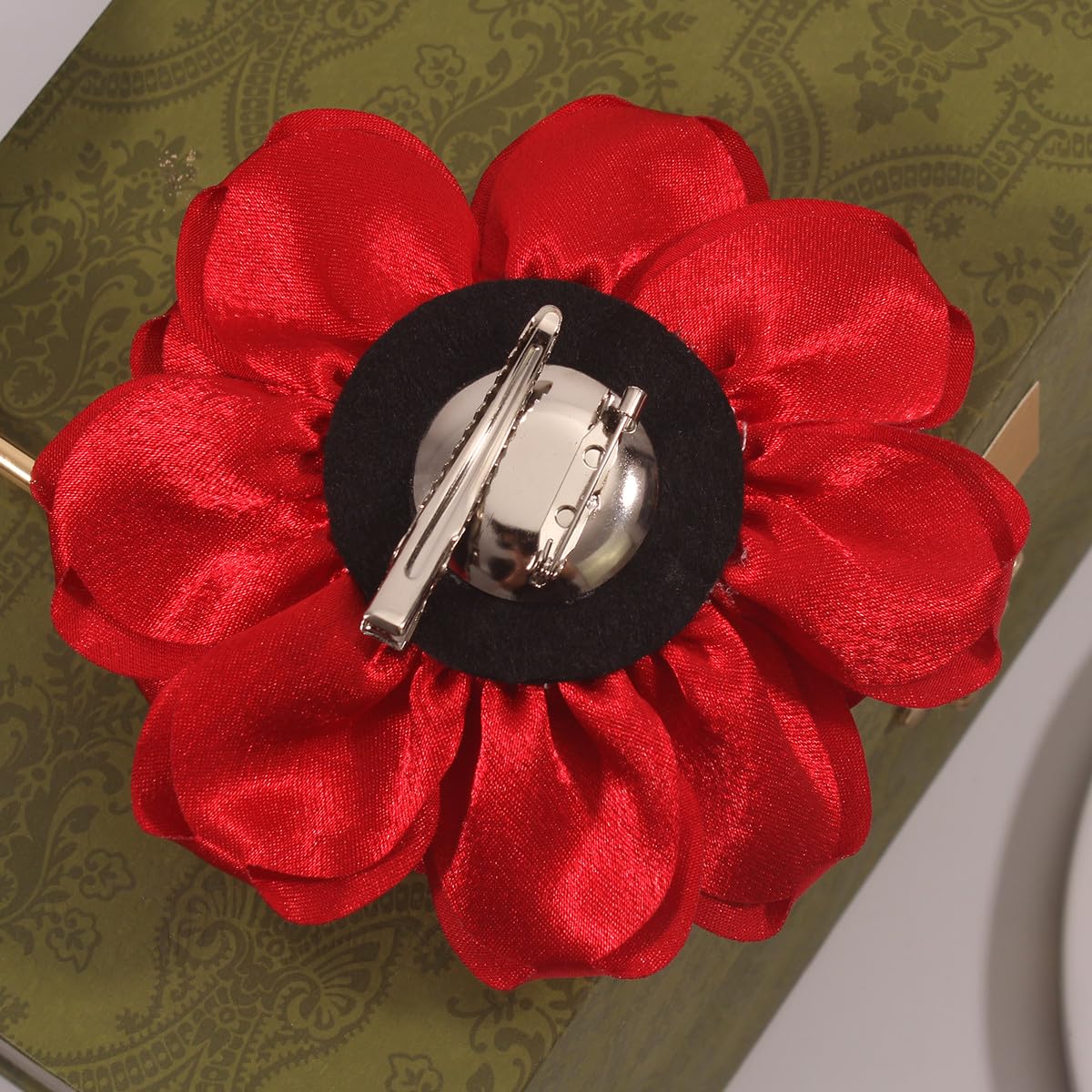 4.3" Red Rose Hair Clip Large Flower Brooches for Women | Charming Flowers Pins for Clothes | Turn Heads with Stylish Rose Hair Clip Flower Brooch Pin for Clothes & Clips for Woman - Image 3