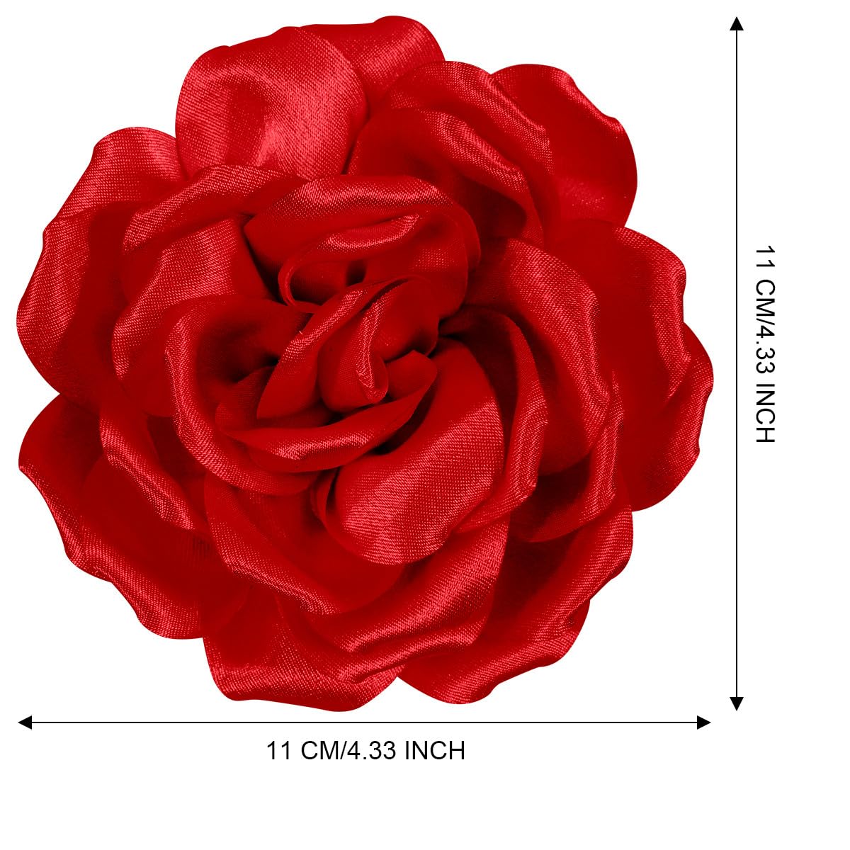 4.3" Red Rose Hair Clip Large Flower Brooches for Women | Charming Flowers Pins for Clothes | Turn Heads with Stylish Rose Hair Clip Flower Brooch Pin for Clothes & Clips for Woman - Image 4