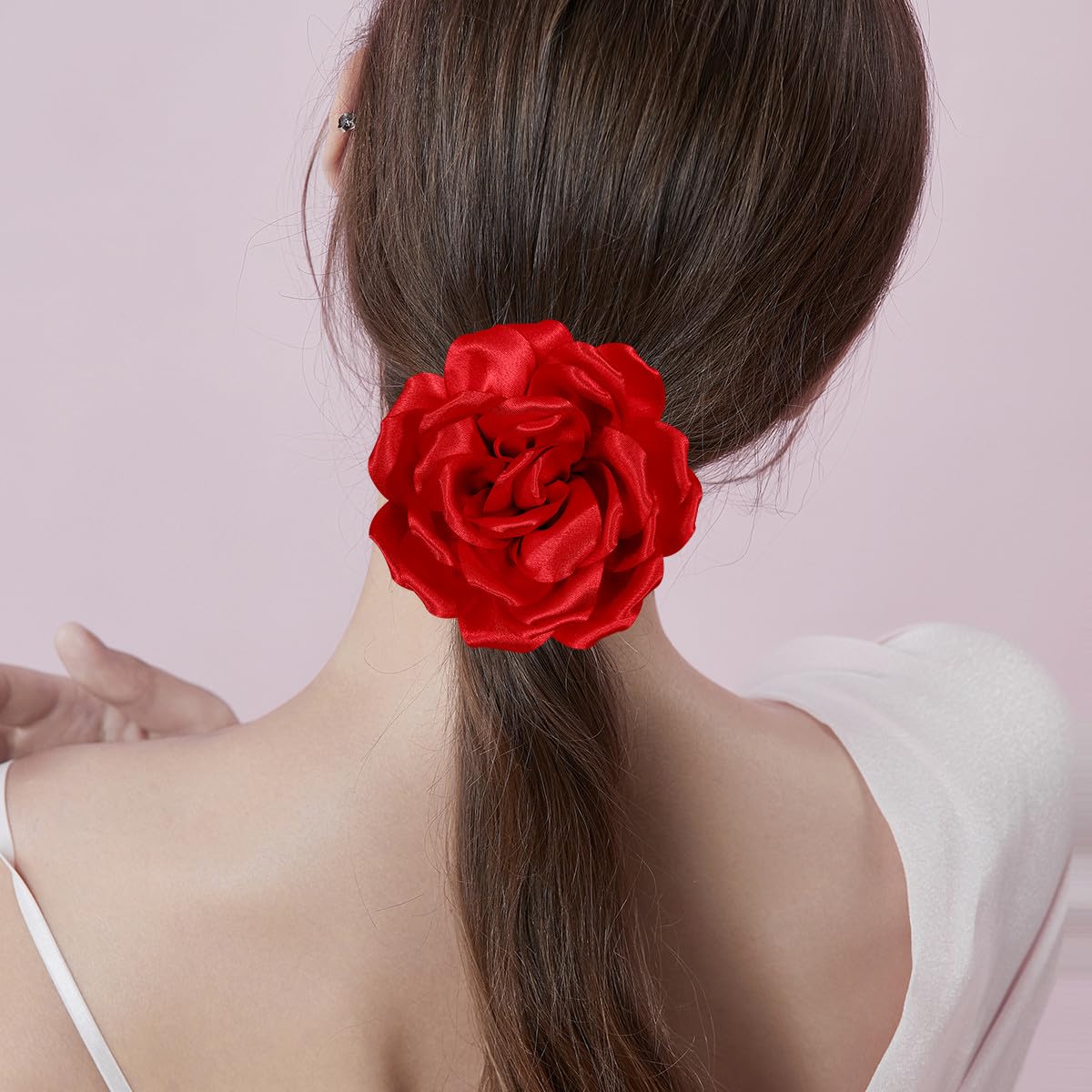 4.3" Red Rose Hair Clip Large Flower Brooches for Women | Charming Flowers Pins for Clothes | Turn Heads with Stylish Rose Hair Clip Flower Brooch Pin for Clothes & Clips for Woman - Image 5