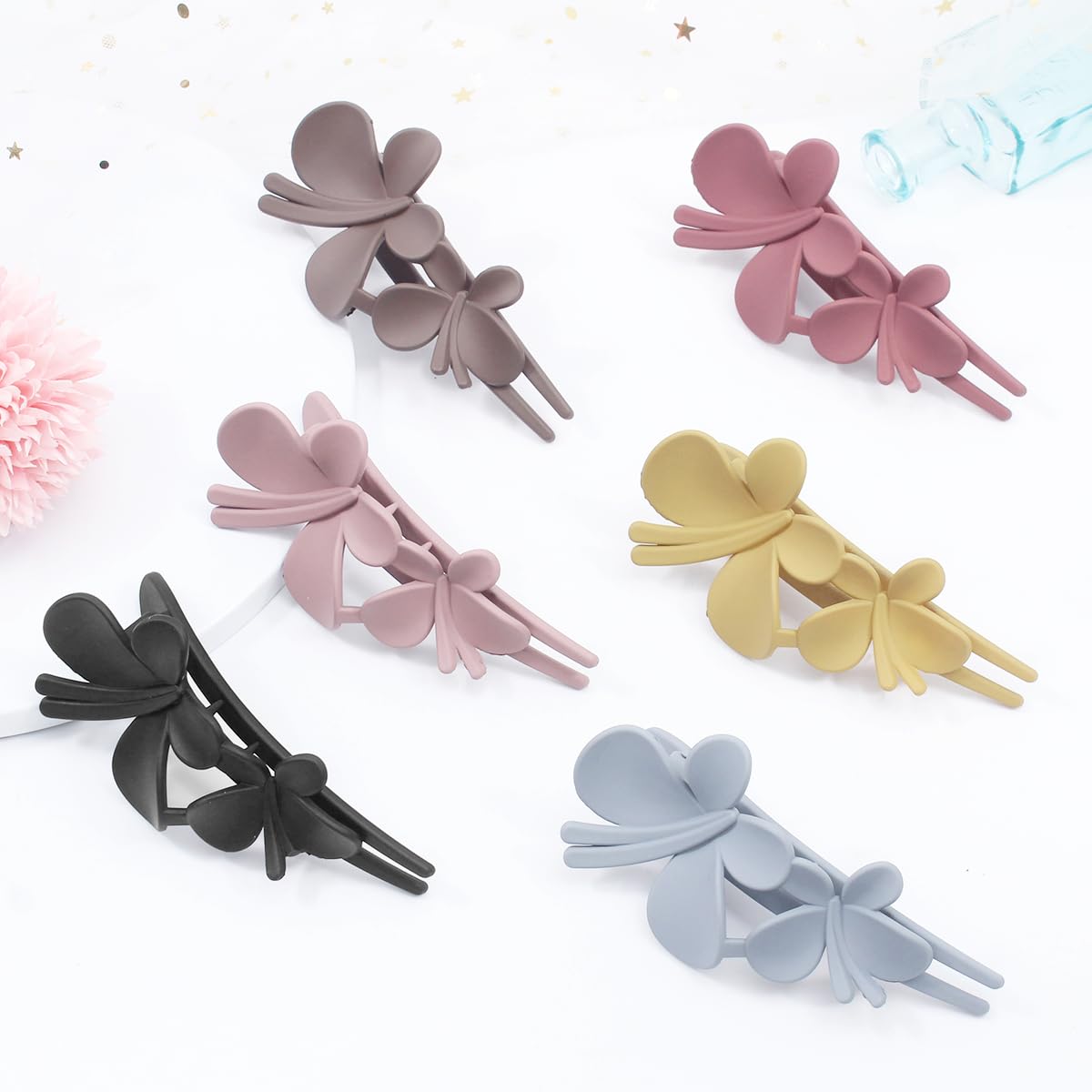 6 Pcs Butterfly Flat Hair Clips for Women | Non Slip Strong Hold Large Flat Claw Clips for Thick & Thin Fine Hair's | Durable Plastic & Multi Color Barrettes, Elegant Hair Accessories for Women, 4.25 - Image 3