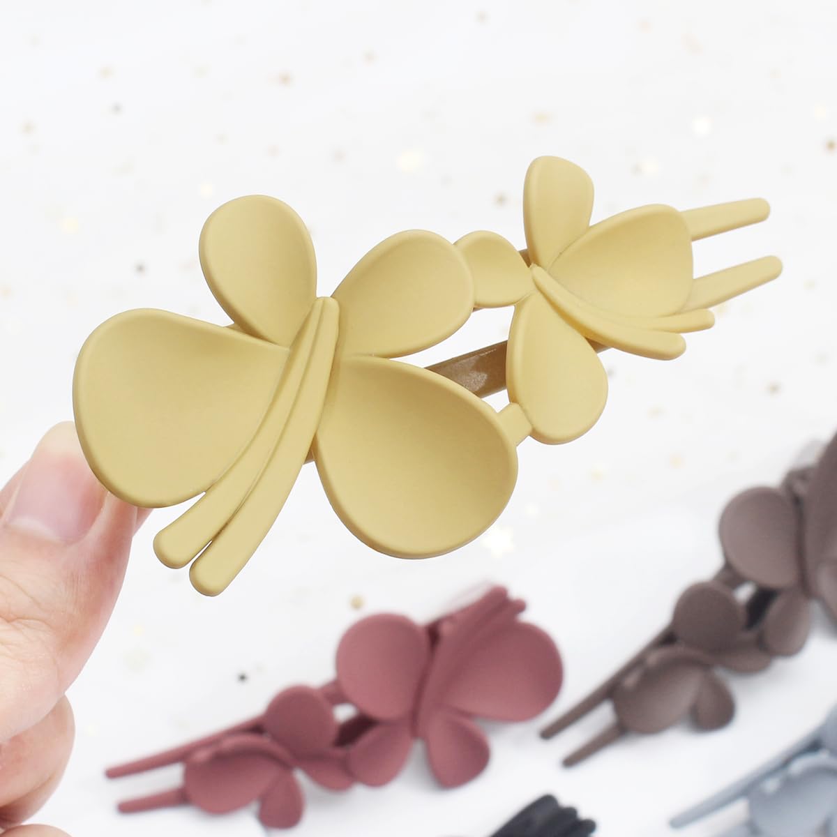 6 Pcs Butterfly Flat Hair Clips for Women | Non Slip Strong Hold Large Flat Claw Clips for Thick & Thin Fine Hair's | Durable Plastic & Multi Color Barrettes, Elegant Hair Accessories for Women, 4.25 - Image 5