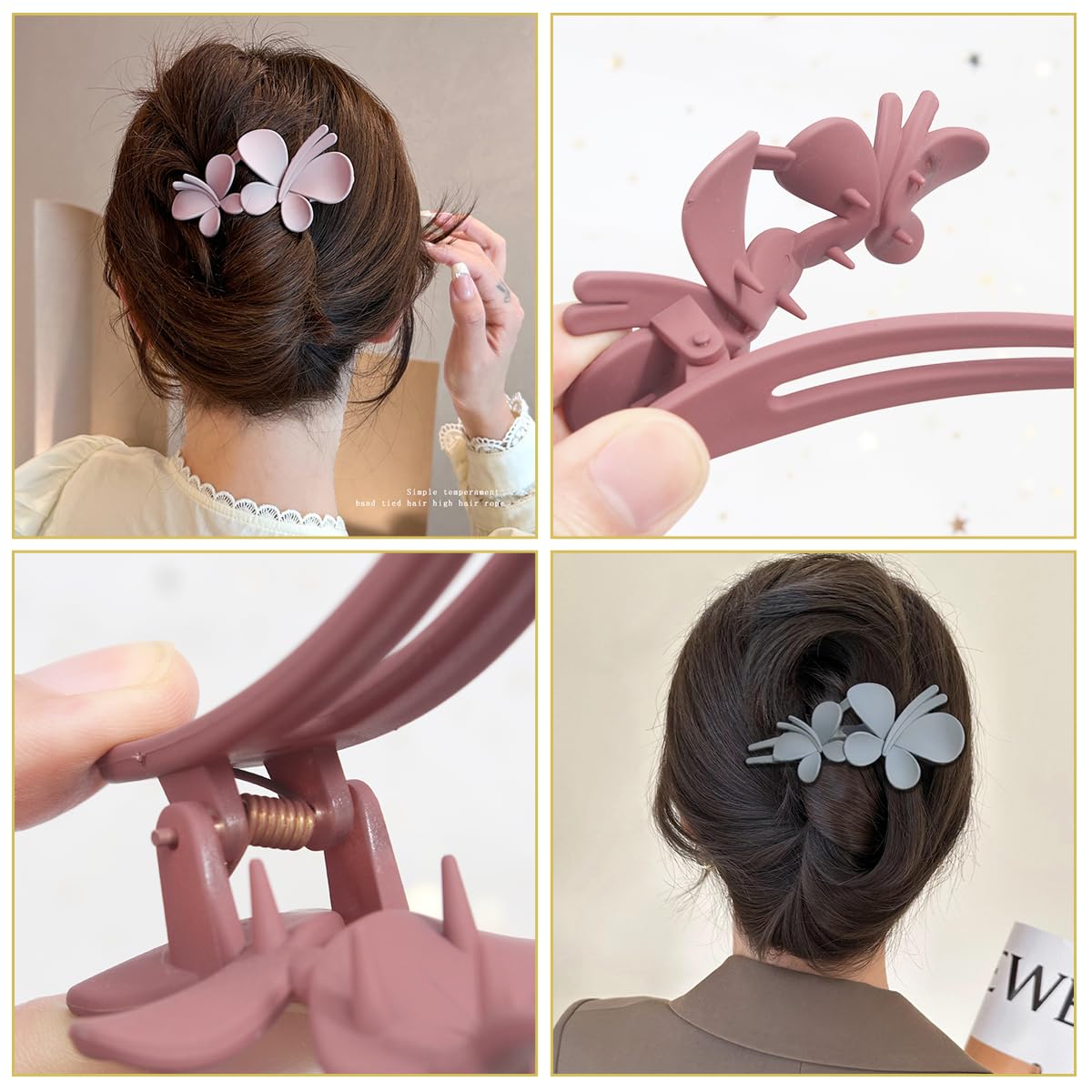 6 Pcs Butterfly Flat Hair Clips for Women | Non Slip Strong Hold Large Flat Claw Clips for Thick & Thin Fine Hair's | Durable Plastic & Multi Color Barrettes, Elegant Hair Accessories for Women, 4.25 - Image 6