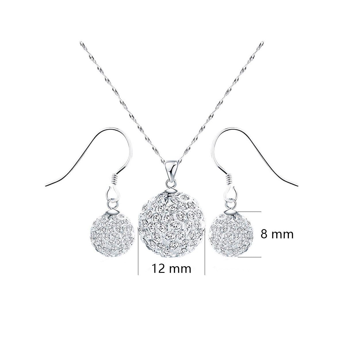 925 Sterling Silver Created Crystal Pendant & Earrings Set | Women's Jewelry Sets | Silver Jewelry Set for Women | Necklace and Earring Set | Women Jewelry Sets (White Earring and Necklace) - Image 3