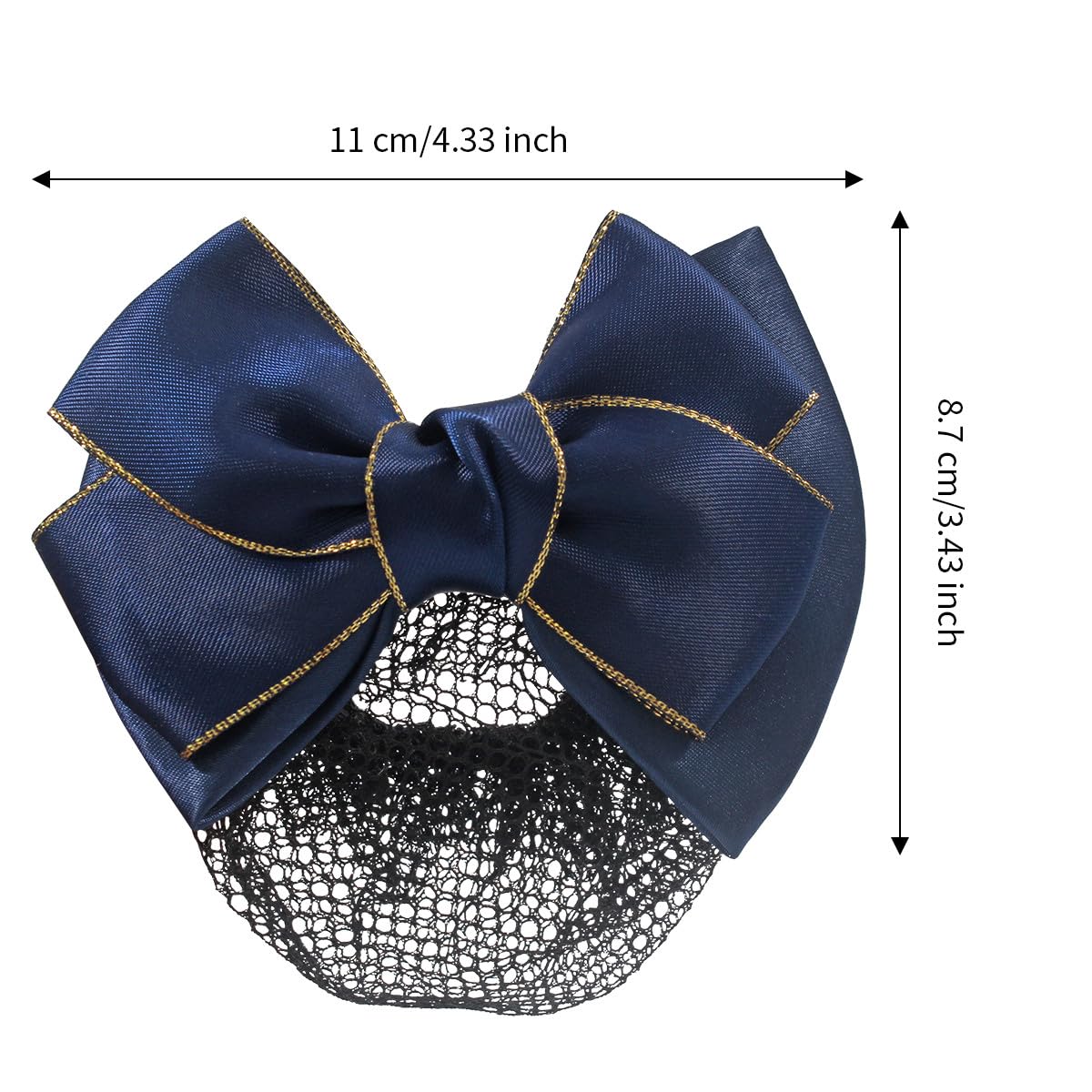 Bowknot Hair Bows for Women, Hair Nets for Buns | Hair Bows Fine Mesh with Lace Hair Net | Big Bows for Girls & Snoods for Women Hair | Navy Blue Bows for Girls Hair | Bun Cover For Hair, Blue - Image 4