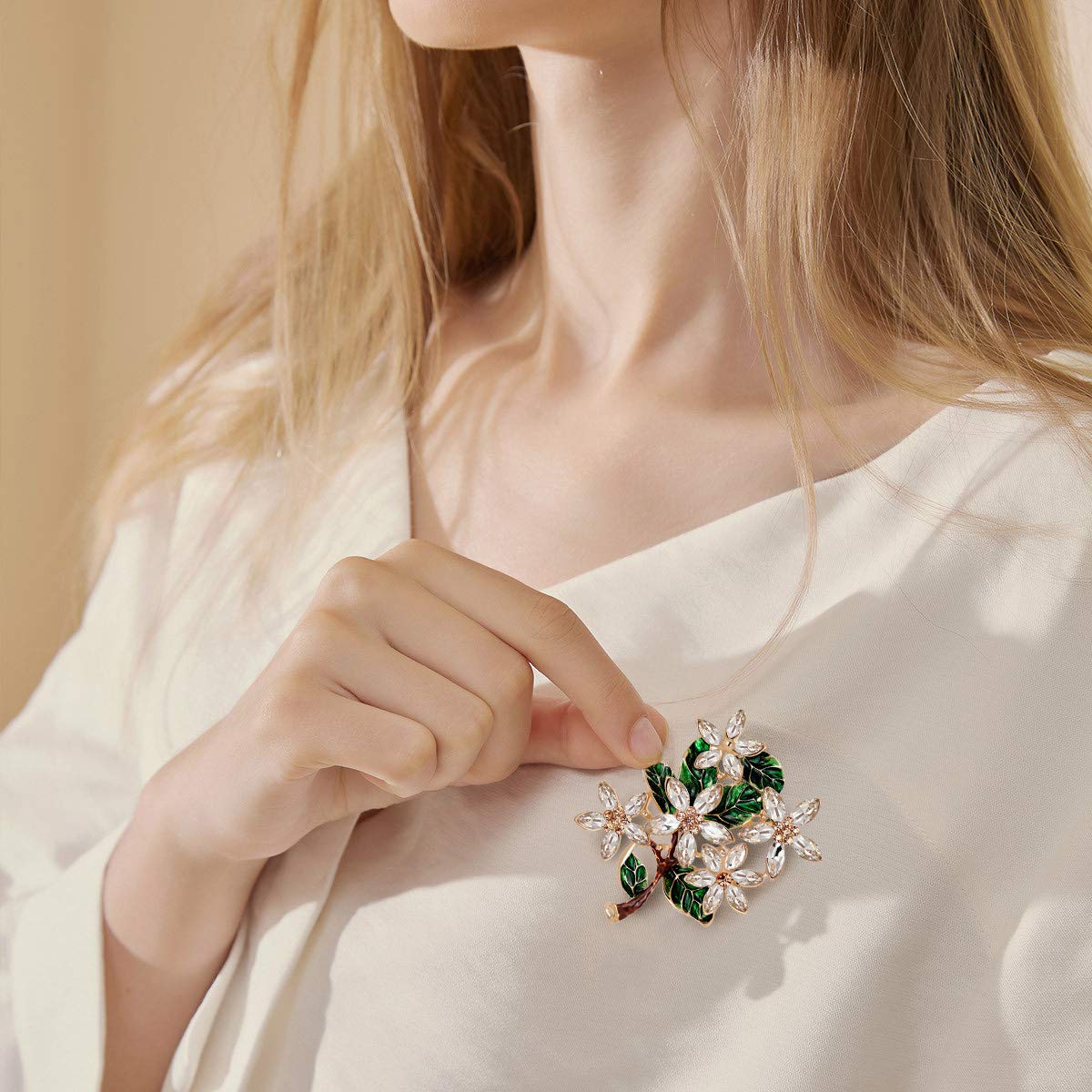 Merdia Bouquet Brooch Pin Green Leaves Flower Brooches Plant Brooch for Women, Girls - Image 6