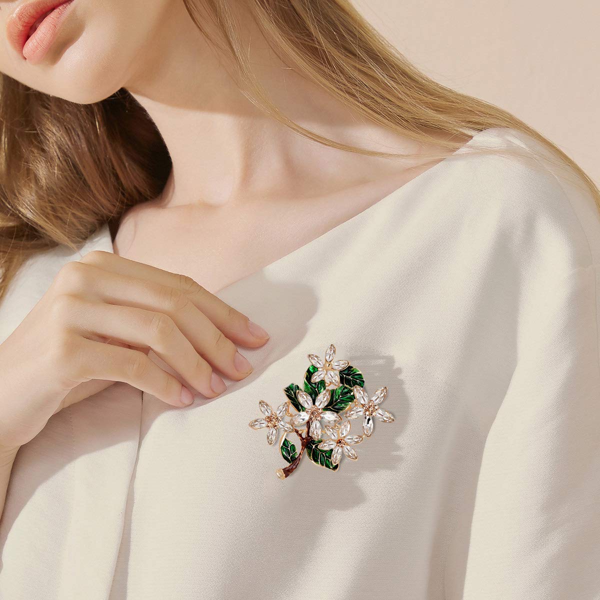 Merdia Bouquet Brooch Pin Green Leaves Flower Brooches Plant Brooch for Women, Girls - Image 7