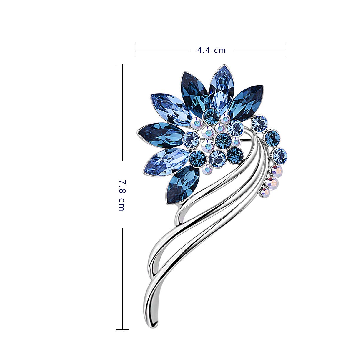 Merdia Created Crystal Brooches for Women Floral Wedding Brooch Pin | Created Crystal | Ladies Jewelry | Vintage Fashion | Brooches and Pins for Women | Flower Pins for Clothes | Dress Pin- Blue - Image 5
