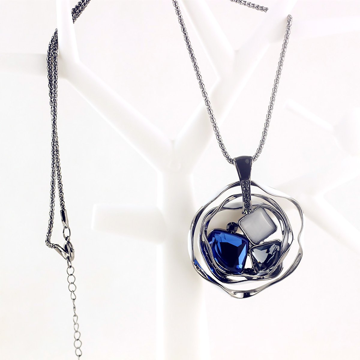 Merdia Created Crystal Necklaces for Women | Elegant Long Chain Pendant Necklaces | Sterling Silver Necklace, Trendy Women’s Jewelry, Long Necklaces | Crystal Gifts for Young Ladies - Image 6