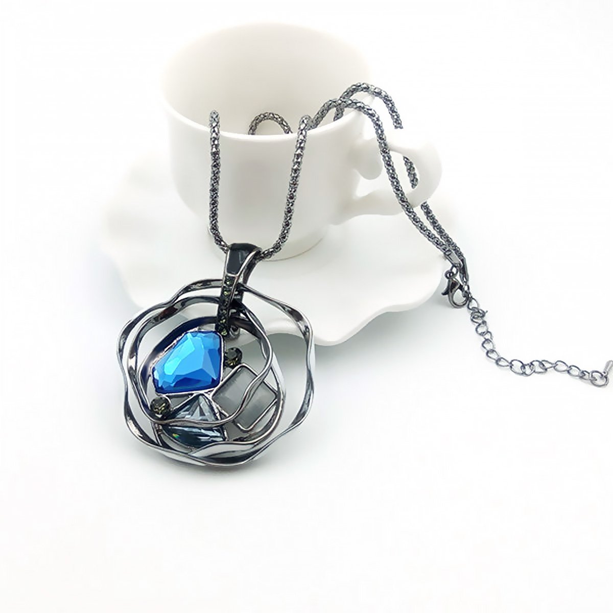 Merdia Created Crystal Necklaces for Women | Elegant Long Chain Pendant Necklaces | Sterling Silver Necklace, Trendy Women’s Jewelry, Long Necklaces | Crystal Gifts for Young Ladies - Image 8