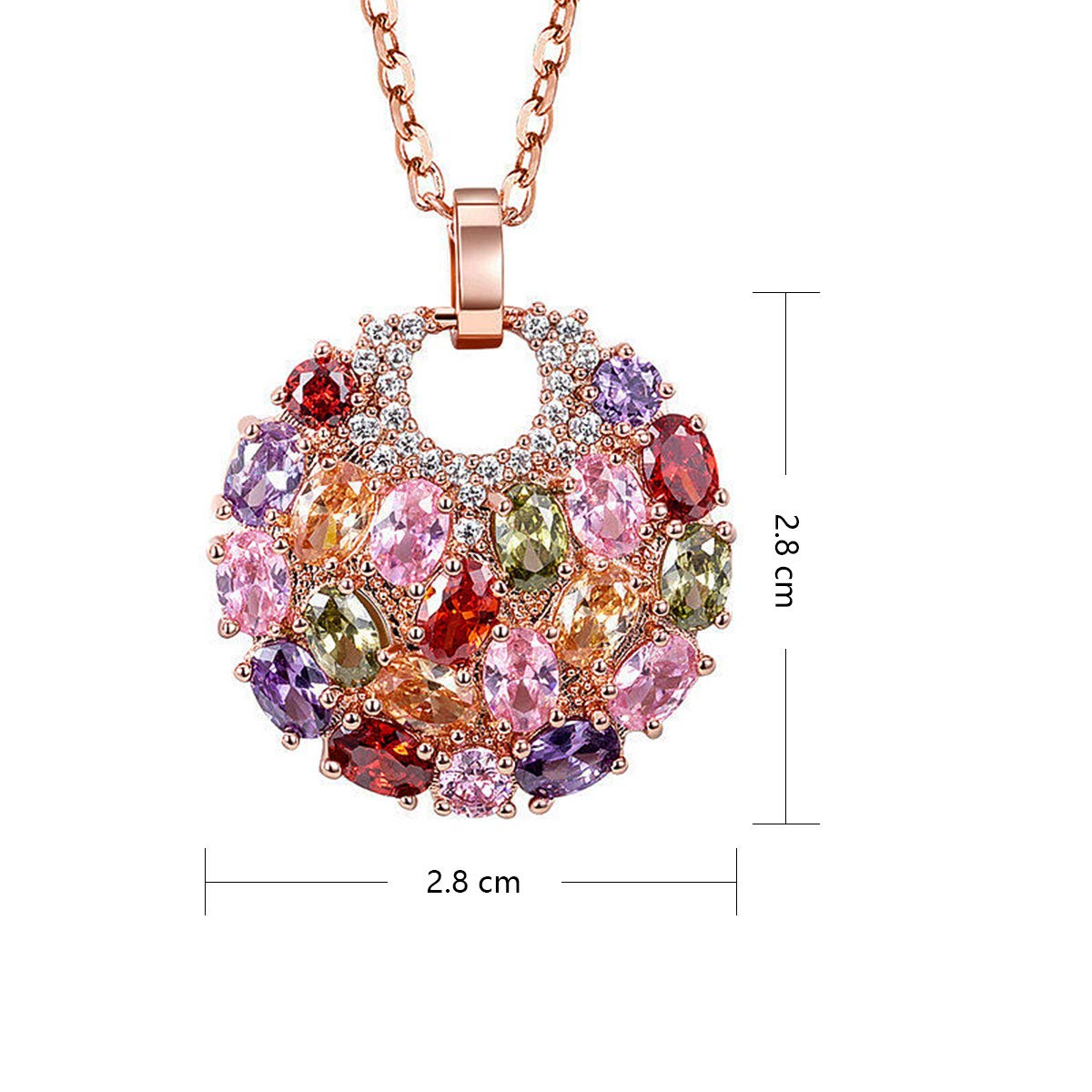 Merdia Crystal Colorized Cubic Zirconia Laminated Flower Pendant Necklace with 17.32+1.96 in Extender Chain for Women | Necklace extender | Crystal Necklace | Flower Necklace |Silver Multi Color Necklace - Image 5