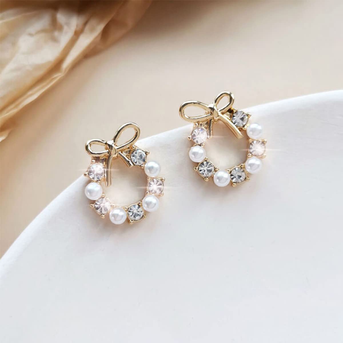 Merdia Dangle Earrings for Women Girls Clasp Hoop Fashion Color Style Eardrop | Pearl Earrings | Earrings for Women Trendy | Bow Earrings | Hoop Earrings | Chandelier Earrings | Crystal Earrings - Image 3