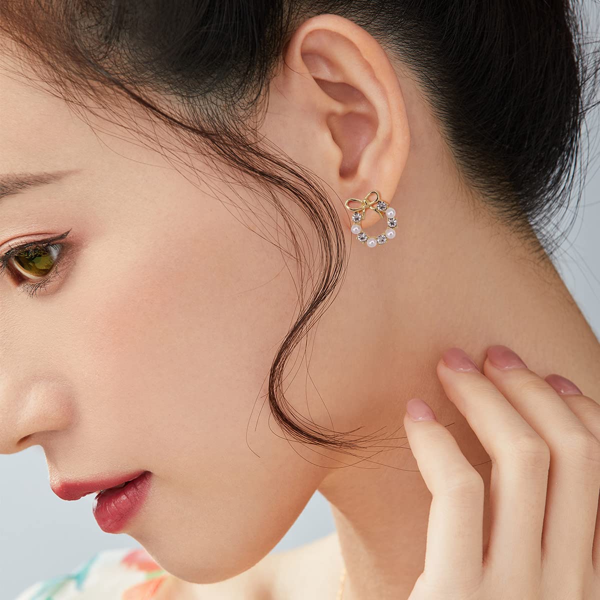 Merdia Dangle Earrings for Women Girls Clasp Hoop Fashion Color Style Eardrop | Pearl Earrings | Earrings for Women Trendy | Bow Earrings | Hoop Earrings | Chandelier Earrings | Crystal Earrings - Image 6