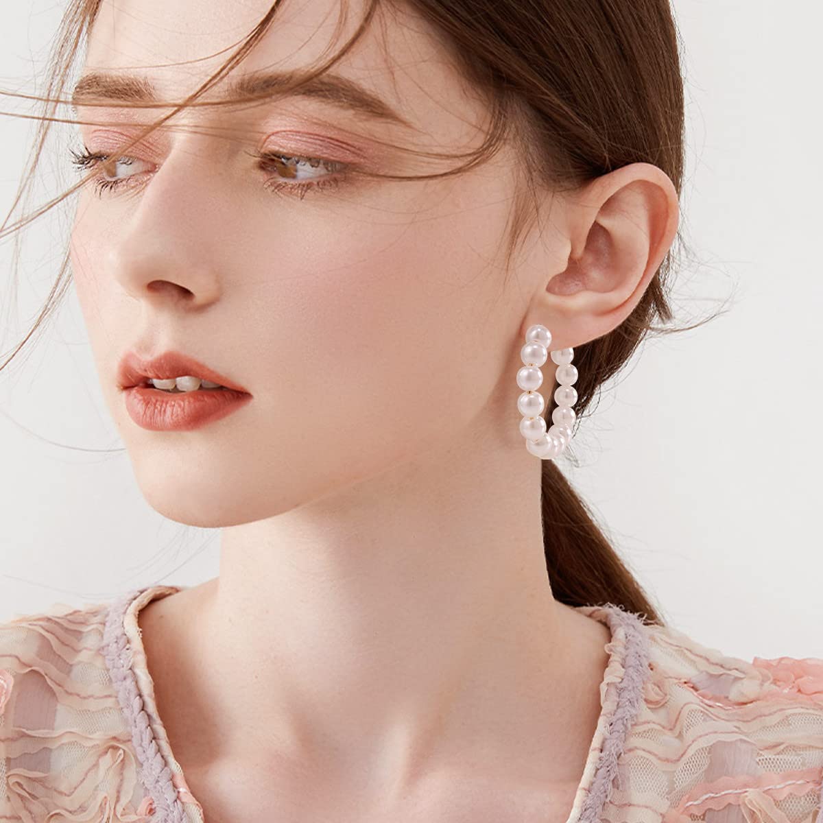 Merdia Dangle Earrings for Women Girls Clasp Hoop Fashion Color Style Eardrop | Pearl Earrings | Earrings for Women Trendy | Bow Earrings | Hoop Earrings | Chandelier Earrings | Crystal Earrings - Image 6