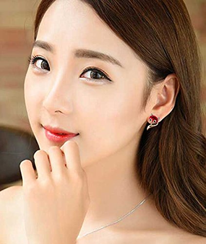 Merdia Earrings Studs Lovely Fox Created Crystal Earrings For women | Earrings for Women Trendy | Women's Jewelry Fashion Earrings | Cute Earings Fine Jewelry | Red Womens Earrings - Image 4