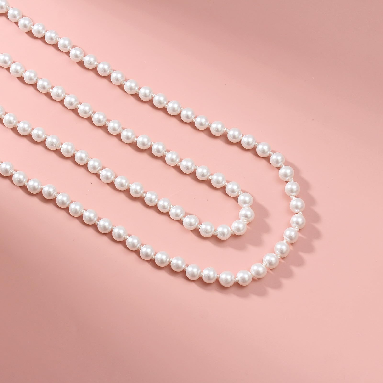 Merdia Elegant Women Lady Long White Sweater Created Pearl Necklace Beaded necklace - Image 7