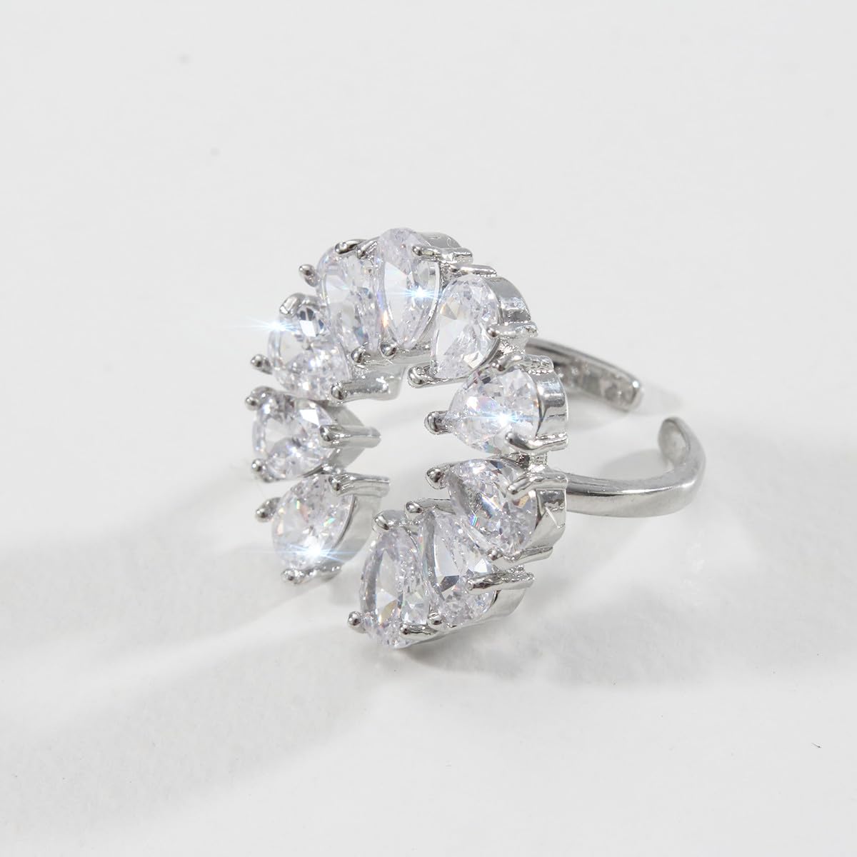 Merdia Fashion Jewelry Set for Women Cats Eye Teardrop and Created Crystal, Cubic Zirconia Pendant Necklace and Earrings Ring Set - Image 3