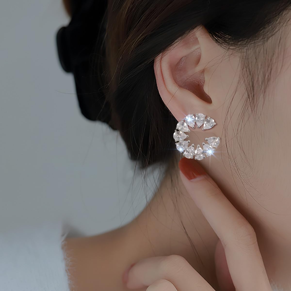 Merdia Fashion Jewelry Set for Women Cats Eye Teardrop and Created Crystal, Cubic Zirconia Pendant Necklace and Earrings Ring Set - Image 5