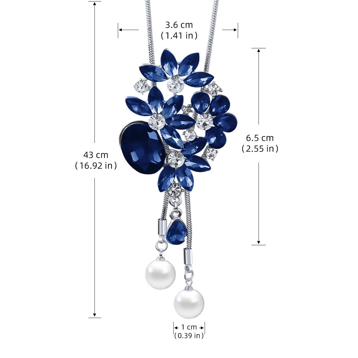 Merdia Flower Leaf Bouquet Created Crystal Pendant Long Chain Sweater Necklace | Long Necklaces for Women | Flower Necklaces for women | Long Chain Necklace for Women | Crystal Necklaces for Women - Image 7