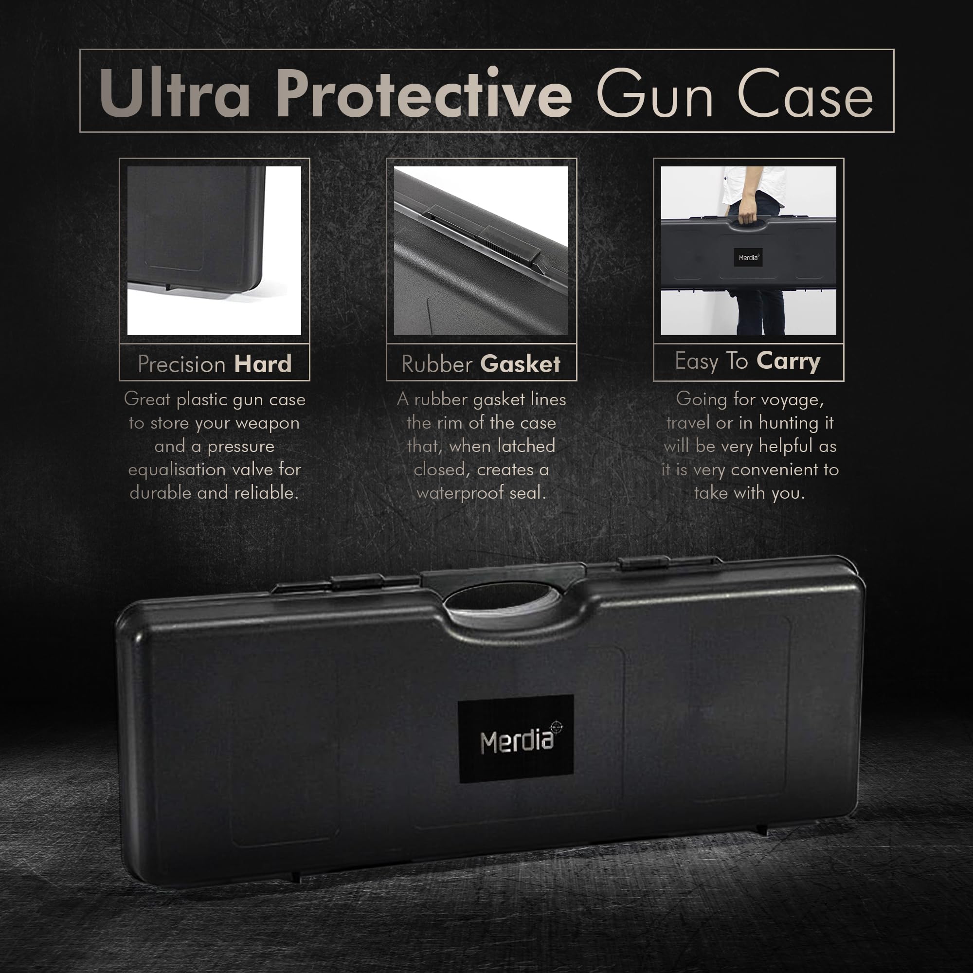 Merdia Gun Case Precision Hard Locking Rifle Cases Ultra Protective Case Intensive Convoluted Foam Shot Gun Case | AR Accessories | Rifle Bag | Hard Gun Cases for Rifles | Shotgun Case - Image 3