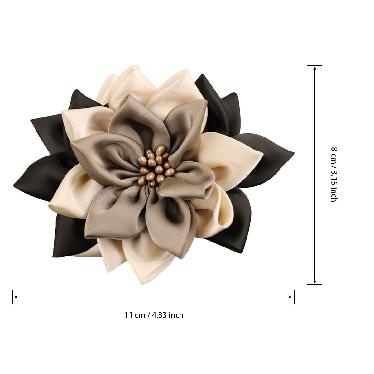 Merdia Hair Clip for Women, Flower Design, 11 CM, 47G, Black, Beige and Coffee - Image 8