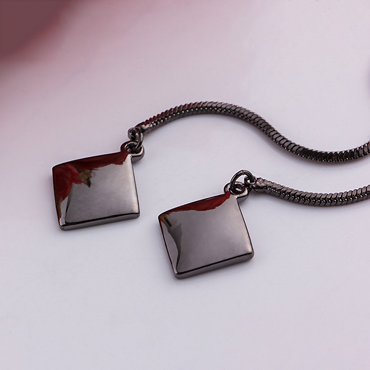 Merdia Long Chain Necklace With Rhombus Pendant and Sparkly Glass | Charm Jewelry for Women | Boho Long Pendant - Image 5