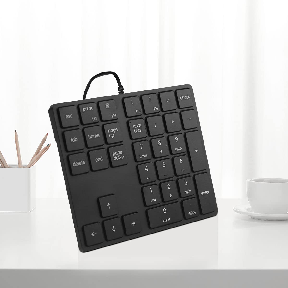 Merdia Numeric Keypads Wired Numpad 34 Keys External Mini Slim Keyboard Magic Force for Financial Cashier Securities-Black| Laptop Accessories | Num Pad | Number keypad for Laptop | Work Keyboard - Image 6