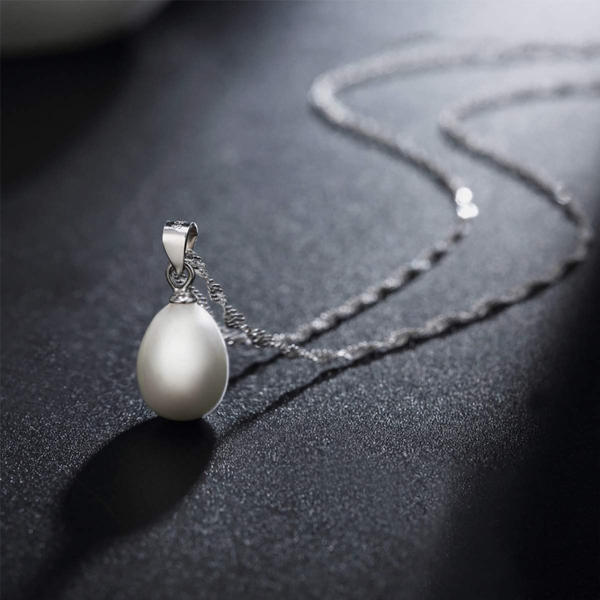 Merdia Sterling Silver Drop Shape Freshwater Cultured Pearl Necklace | Women's Pearl Pendant Necklace | Silver Jewelry - Image 5