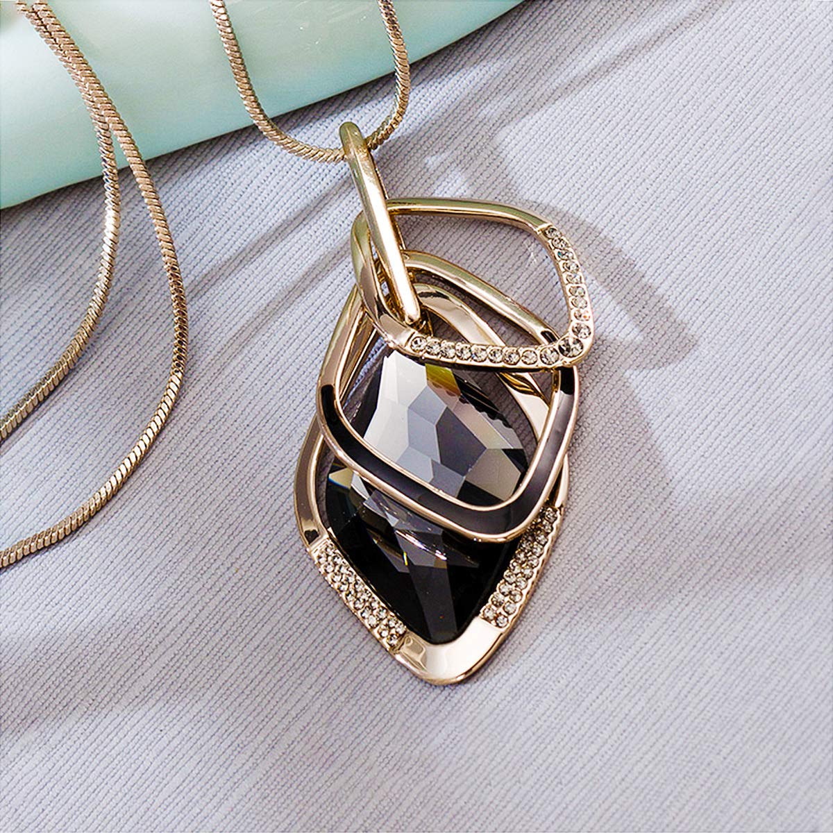 Merdia Triple Layer Pendant Necklace Long Statement Pendant Necklace Long Sweater Chain | Long Necklaces for Women | Summer Necklaces | Jewelry for Girls | Boho Necklaces for Women - Image 4