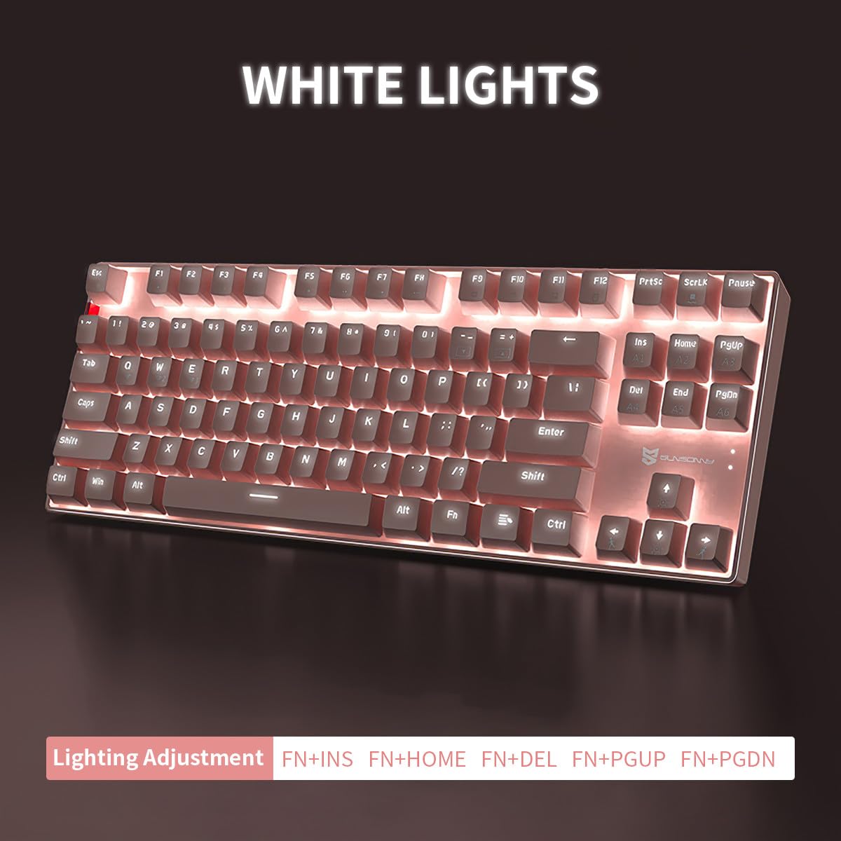 Merdia Wireless Mechanical Keyboard Triple Mode 2.4G/USB-C/BT Keyboards | 87 Keys Mechanical Gaming Keyboard & Hot-Swappable with White Backlit, 80% Blue Switch Keyboards, Pink - Image 4