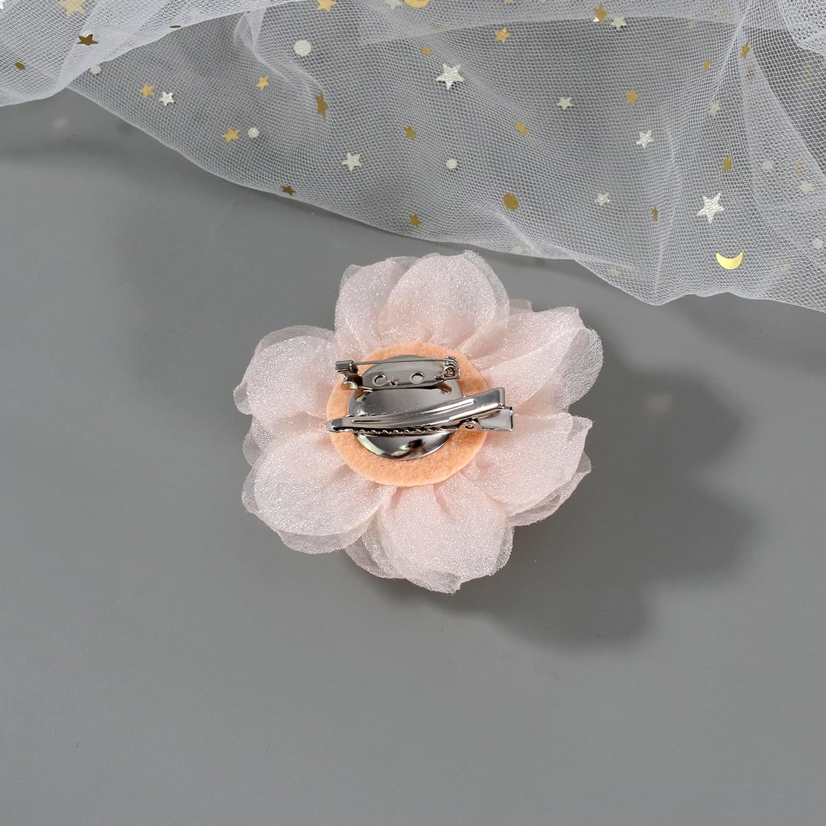 Rose Flower Brooches and Pins for Hair | Beige Brooches for Women with Hair Clip | Hair Clips & Flower Clips for Hair | Lapel Hair Clips for Women | 3.1 Inches, Beige - Image 3