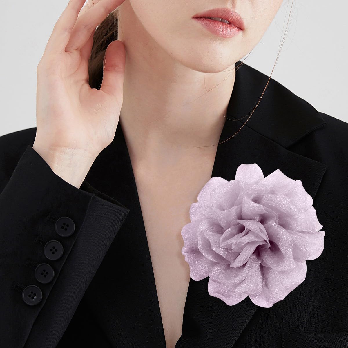 Rose Flower Brooches and Pins for Women, Lavender Brooch with Hair Clip, Hair Pins for Styling, Flower Clips for Hair, Lapel and Hat Pins, 4.3 Inches - Image 5