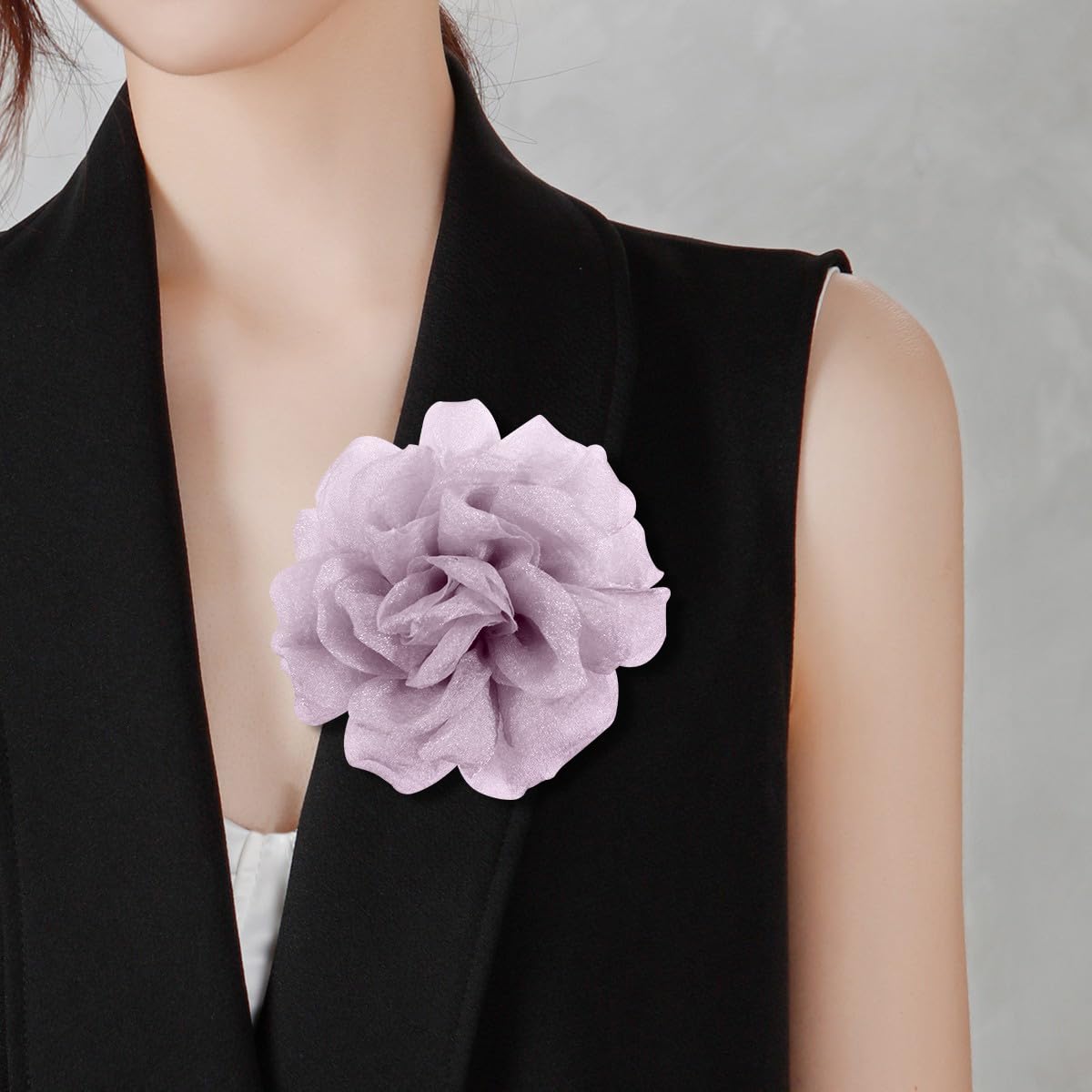 Rose Flower Brooches and Pins for Women, Lavender Brooch with Hair Clip, Hair Pins for Styling, Flower Clips for Hair, Lapel and Hat Pins, 4.3 Inches - Image 6