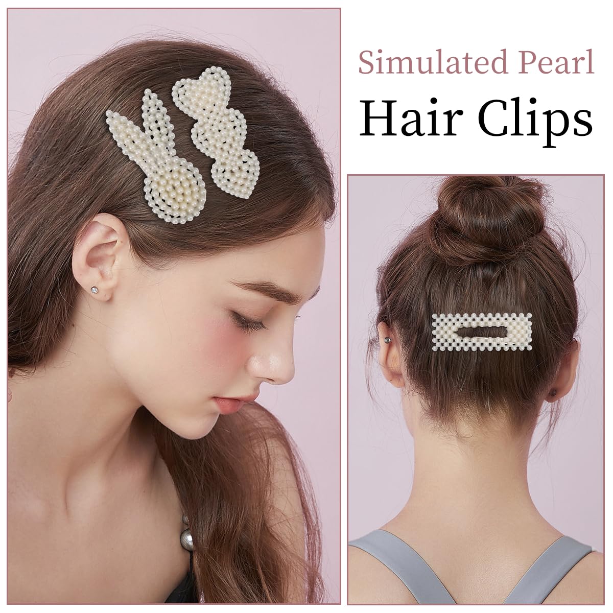 Simulated Pearl Hair Clips for Women | Cute Shapes Barrettes & Hair Clips for Women | Alligator Clips Hair Accessories for Short or Thick Hair | Fashion Hair Clips, White 8 Pcs - Image 6