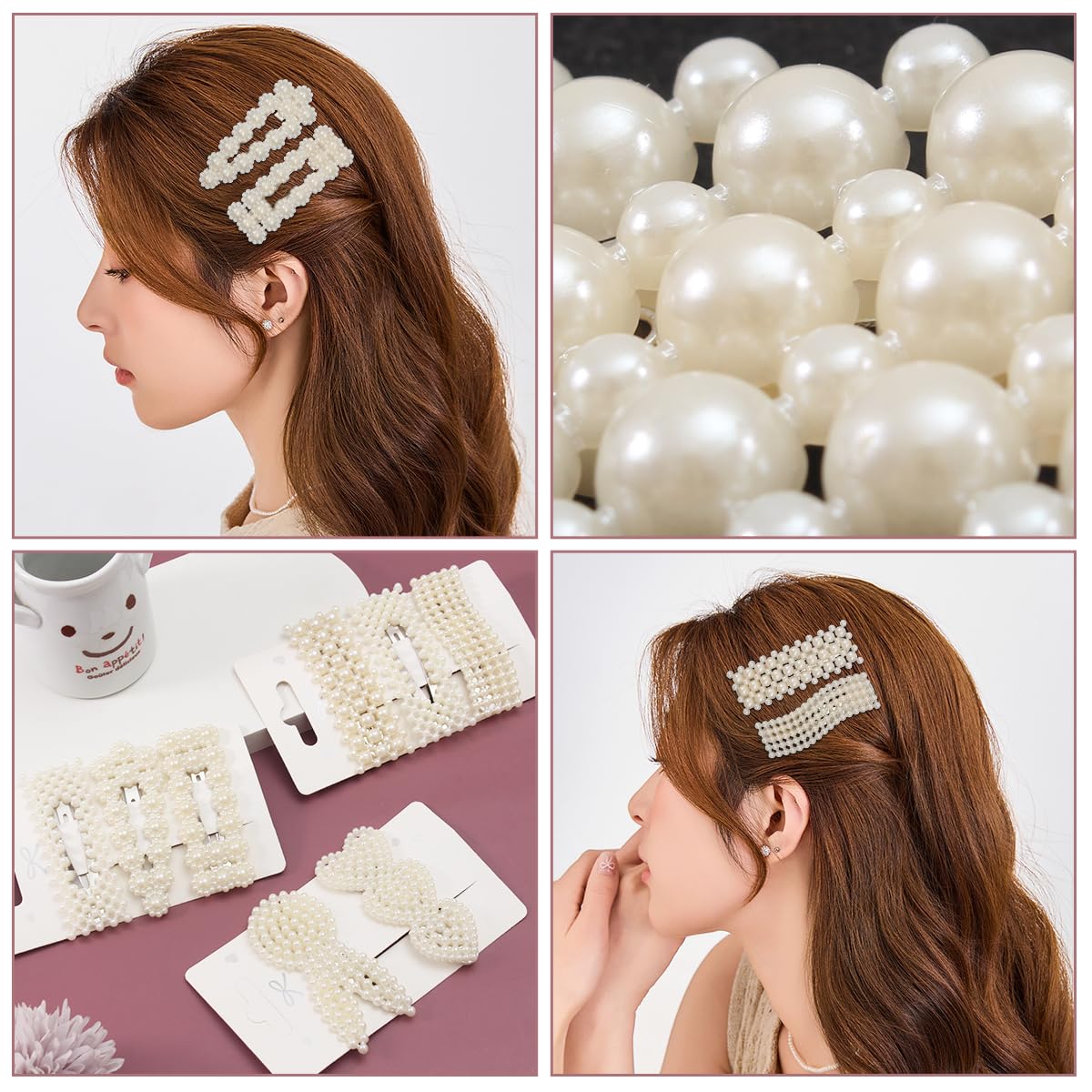 Simulated Pearl Hair Clips for Women | Cute Shapes Barrettes & Hair Clips for Women | Alligator Clips Hair Accessories for Short or Thick Hair | Fashion Hair Clips, White 8 Pcs - Image 7