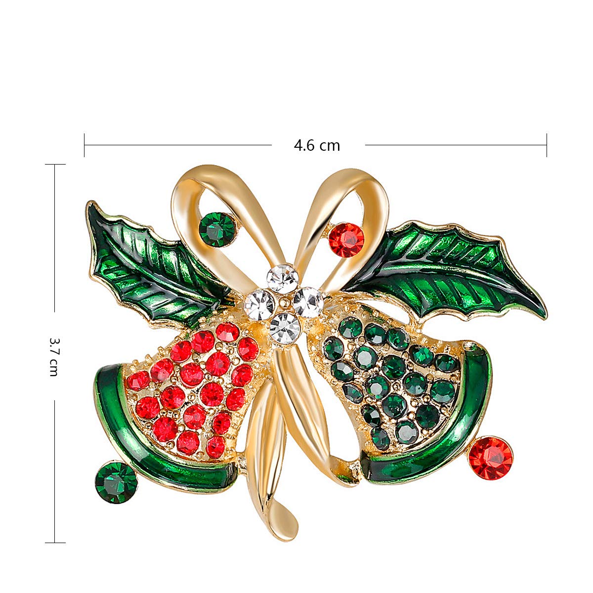 Vintage Design Created Crystal Christmas Jingle Bells, Wreath Shape & Boot Style Xmas Brooch Pins for Women | Festive Winter Sparkling Holiday Rhinestone Christmas Jewelry for Women Fashion - Image 5