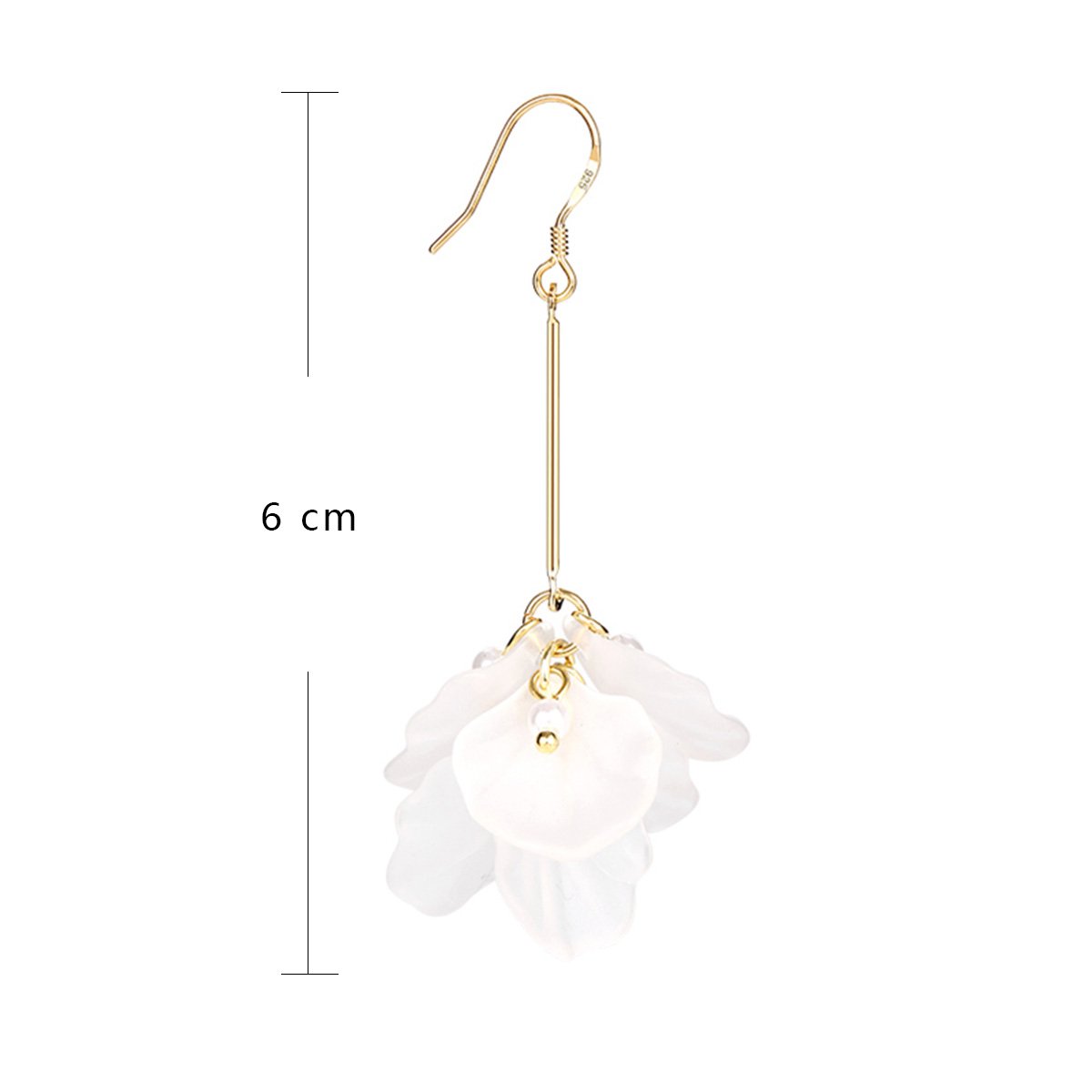 White Long Dangle Earrings Pearl Petals Drop Earrings for Women | Valentines Jewelry for Women with French Wire | Fashion Earrings for Women, Long Earrings for Women | Wedding Earrings for Bride - Image 7