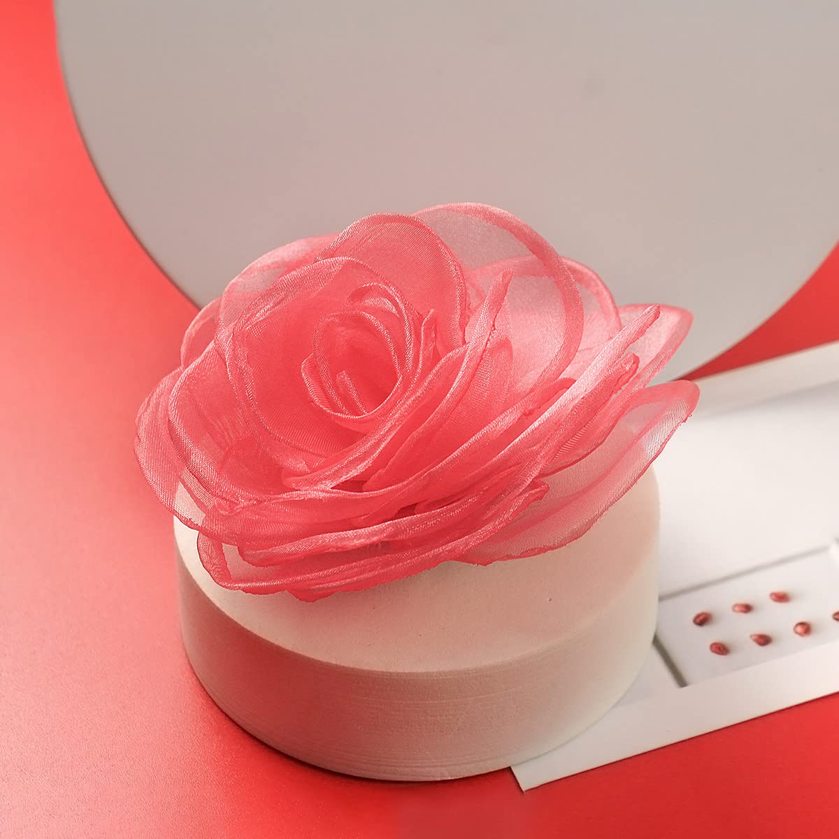 Women's Lovely Flower Hair Clip Rose Brooches | Light Orange Floral Pin for Hats and Accessories - Image 4